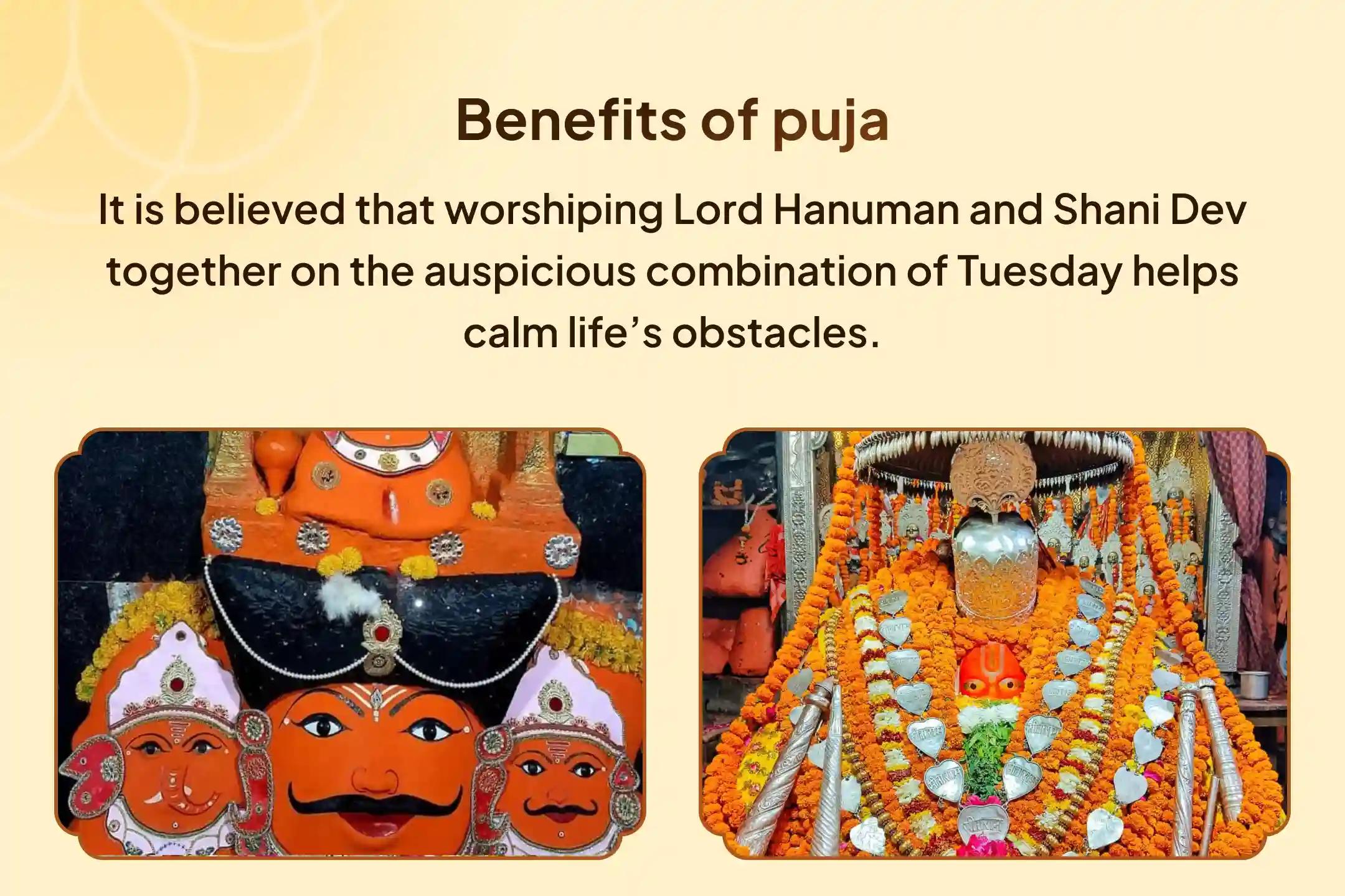 Let Shani’s lessons and Hanuman’s blessings awaken divine strength within you. Be a part of this combined puja that brings blessings of fearless strength and lasting stability ✨