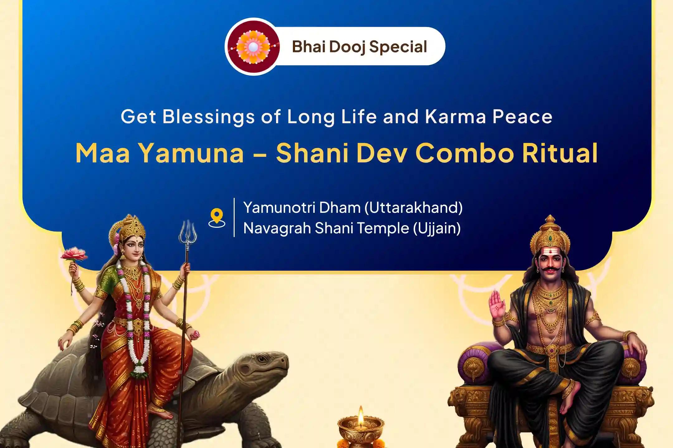 🌼 On the auspicious occasion of Bhai Dooj, join us for these sacred and powerful rituals at Shri Yamunotri Dham and Shri Navagraha Shani Temple in Ujjain, for blessings of longevity and karmic peace for your brother 🙏✨