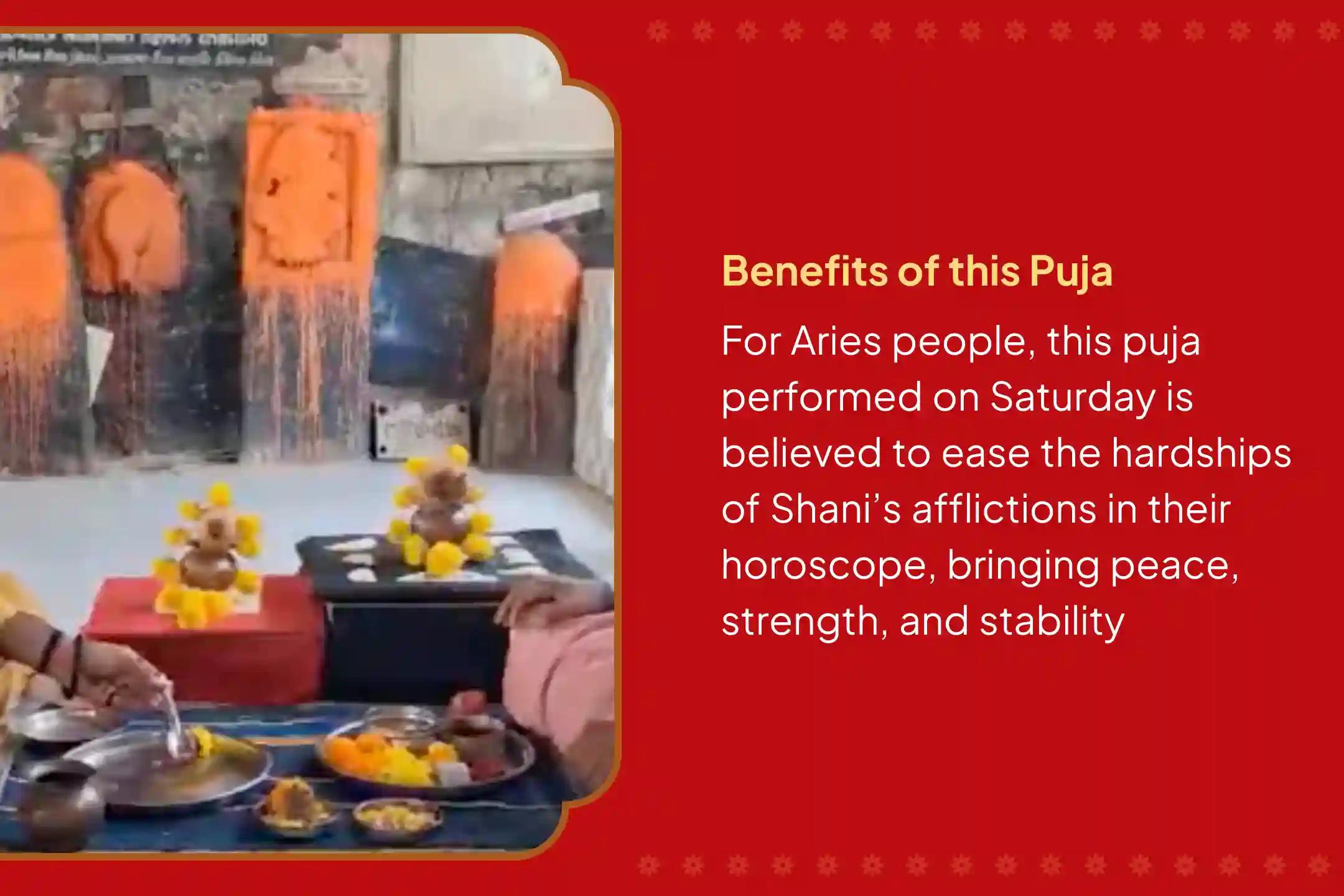 Participate in the Birthplace of Shani Aries Special Shani Dosh Shanti Puja for Aries for strength to overcome hardships and for relief from Shani Mahadasha