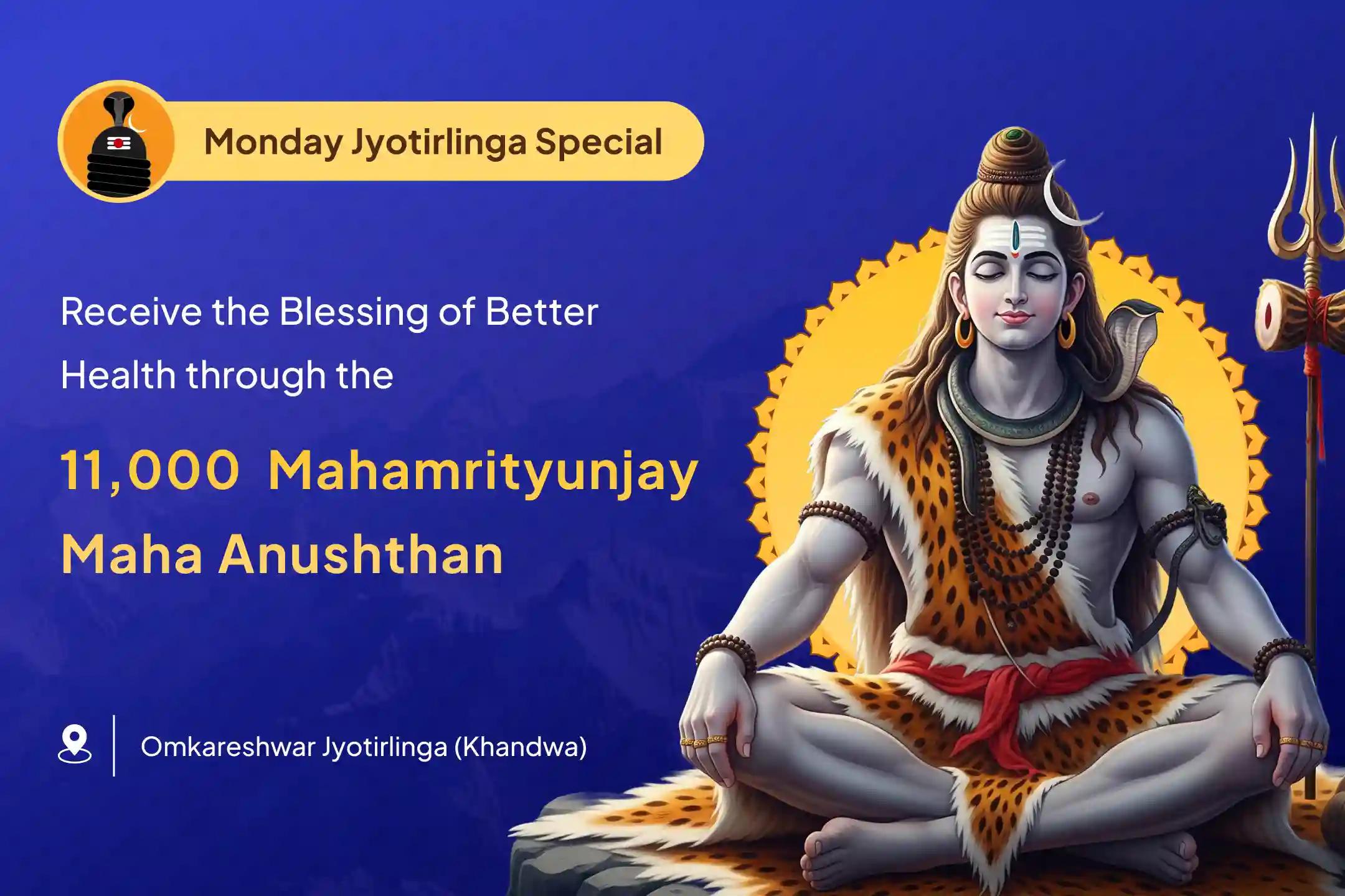 🔱 On the auspicious Monday, an Anushthan of 11,000  Mahamrityunjay Jaap & Panchamrit Rudrabhishek is going to be held at Omkareshwar Jyotirlinga. Participate in this ritual and receive blessings for the health, safety, and long life of your family. 🙏🕉️