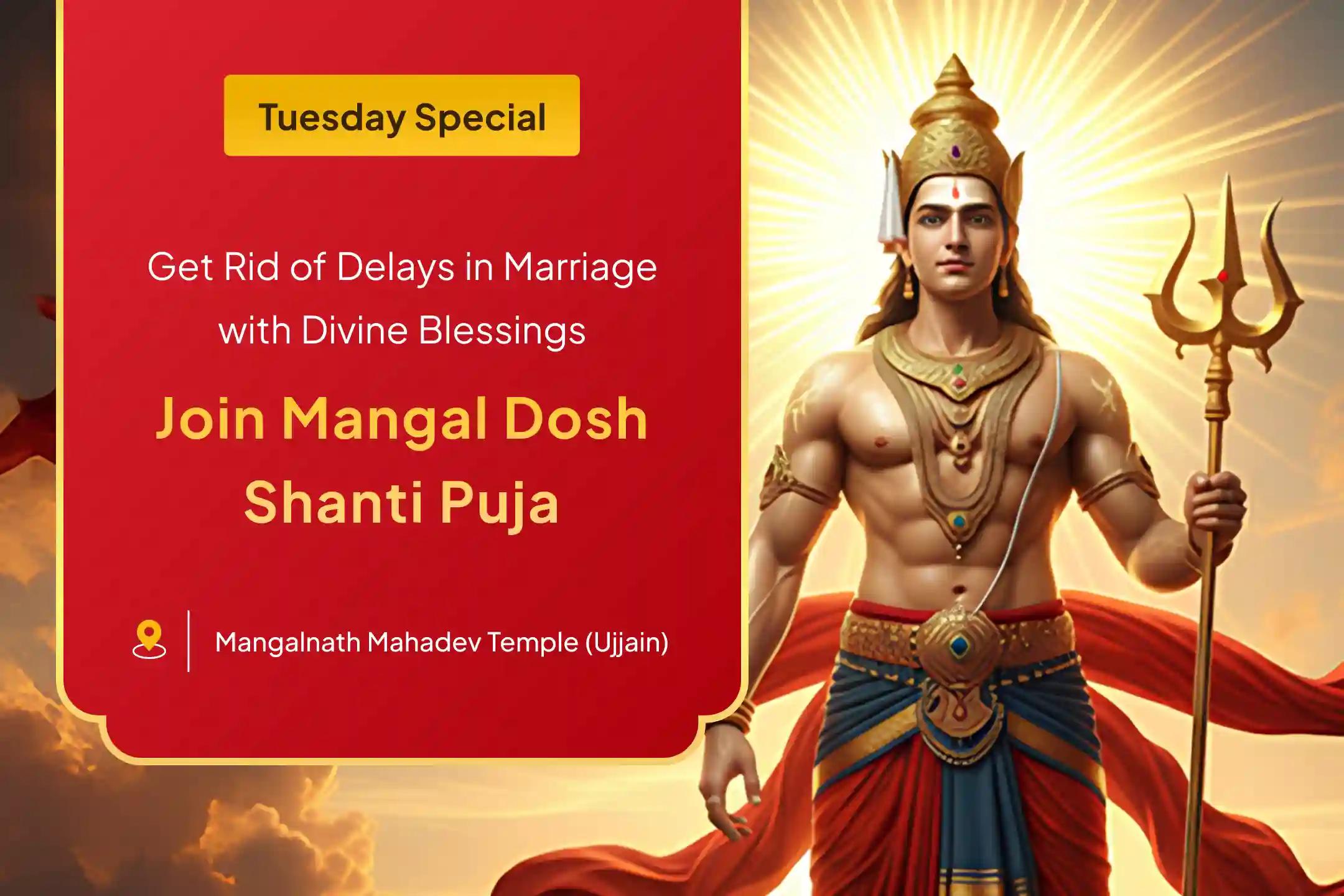 Is Mangal Dosha causing delays or stress in your relationships? Join a special Mangal Dosha Shanti Puja this Tuesday to invite love, peace, and balance in your life 🔱🌿