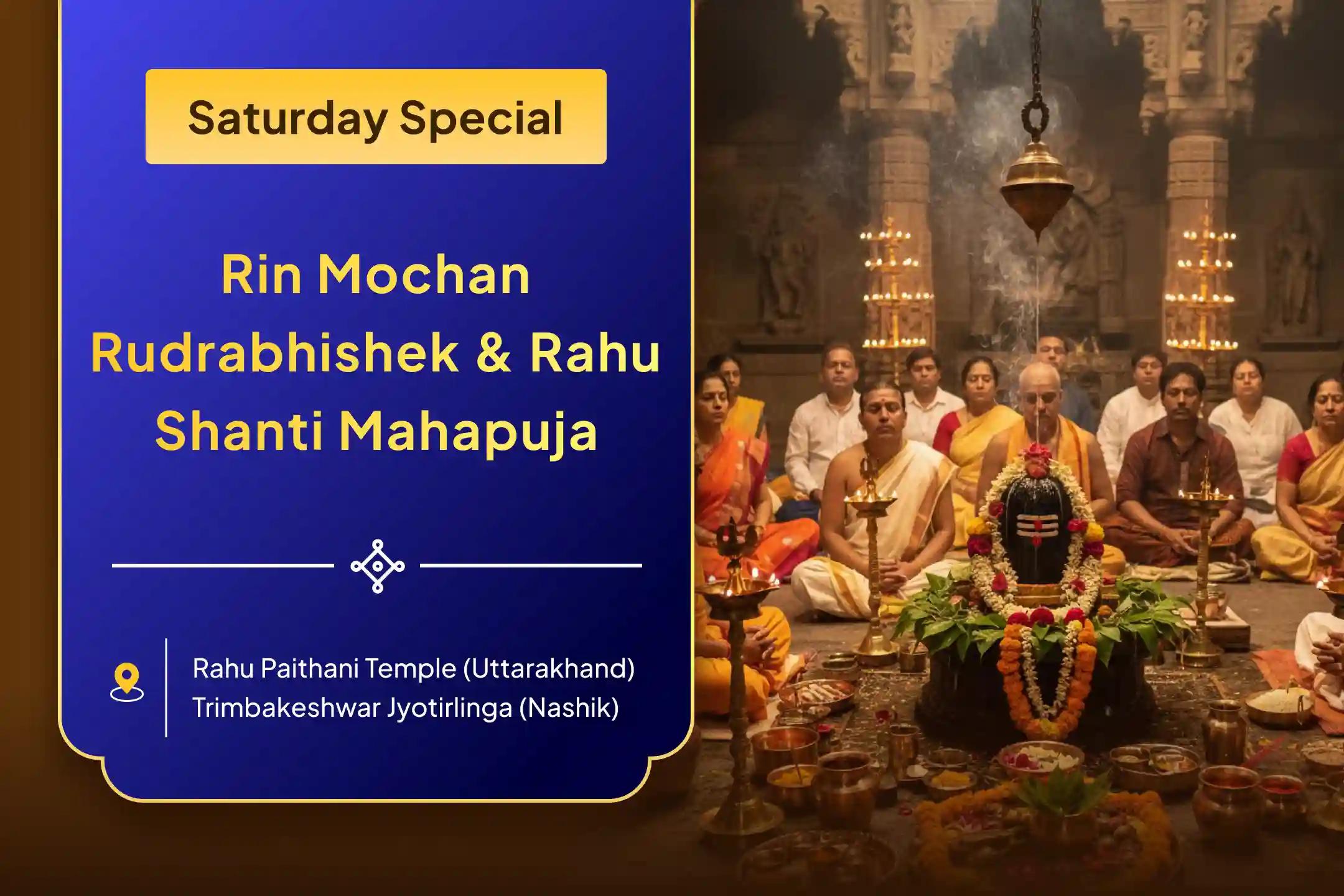 🕉️ Release ancestral burdens and past-life karmic debts with the powerful Shiv Rin Mochan Rudrabhishek, Rahu Shanti Mahapuja, and 108 Deep Daan