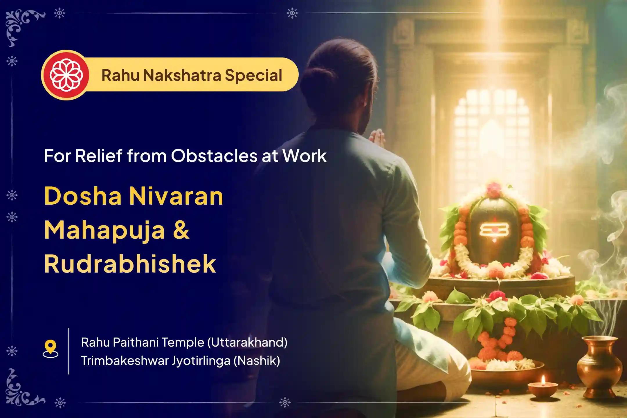 Participate in the Rahu-Shani Shrapit Dosha Nivaran Mahapuja and Omkareshwar Rudrabhishek during Shatabhisha Nakshatra to receive relief from obstacles in your work.