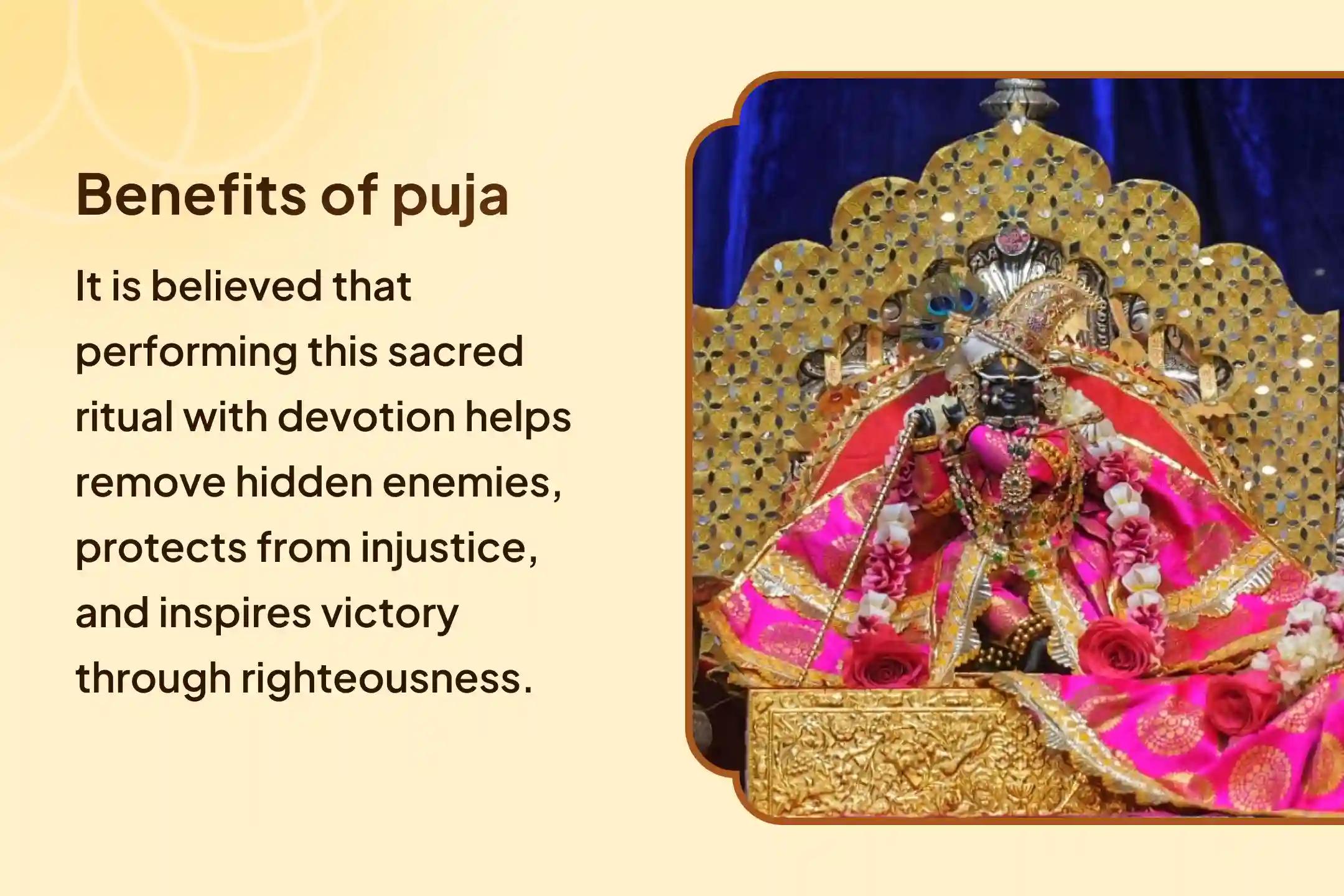 ⚡ Receive unparalleled blessings to overcome hidden enemies through this Mahapuja connected to Lord Krishna’s victory over Kansa, symbolizing the triumph of dharma over adharma ⚡