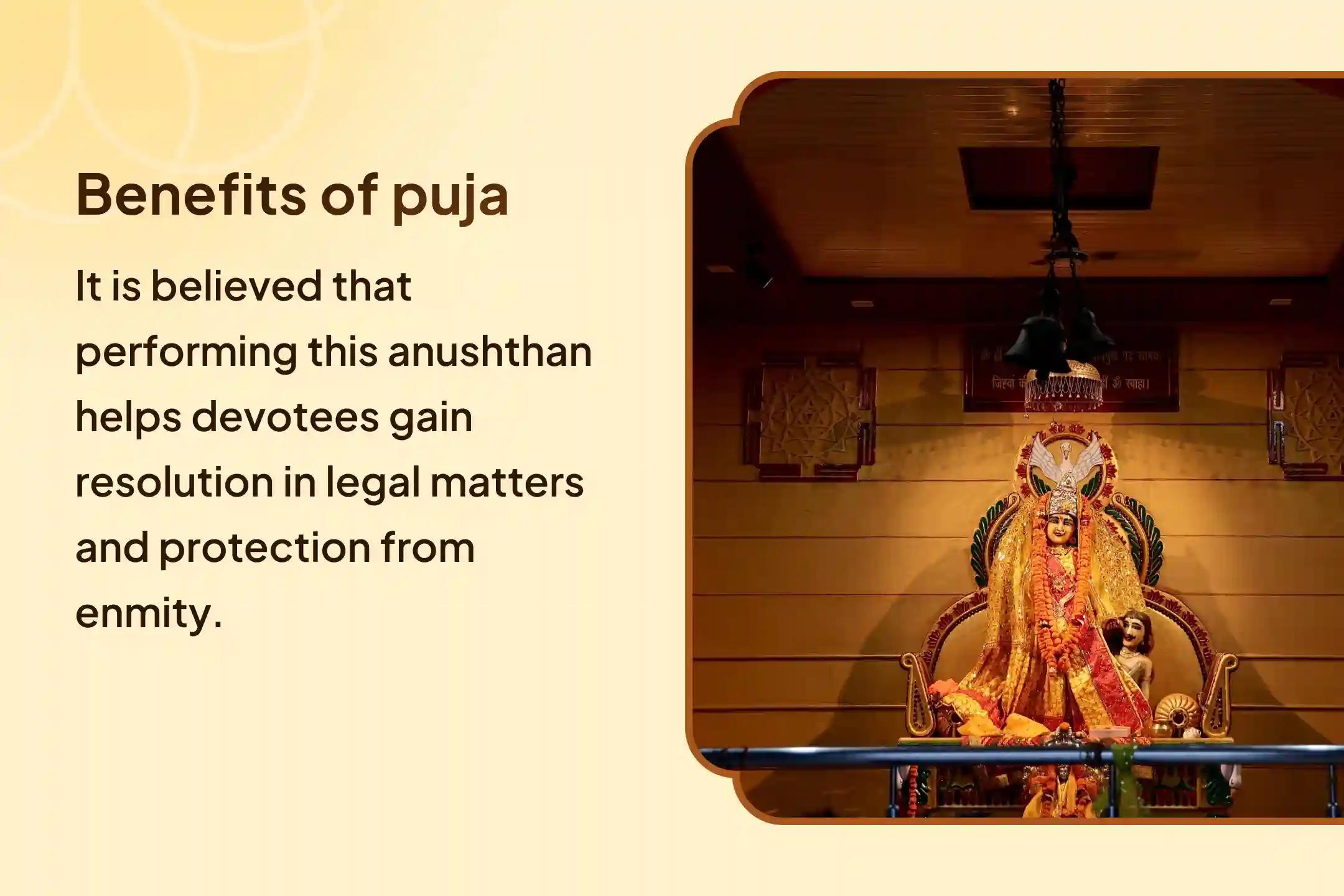 Pray to resolve legal complexities, bring favorability in the judicial process, and remove hostility through the 36,000 Maa Baglamukhi Mantra Jaap and Narayan Sudarshan Kavacham Yagya on Devuthani Ekadashi.