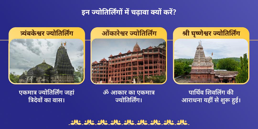 सोम प्रदोष व्रत त्र्यंबकेश्वर, ओंकारेश्वर एवं घृष्णेश्वर 3 ज्योतिर्लिंग चढ़ावा