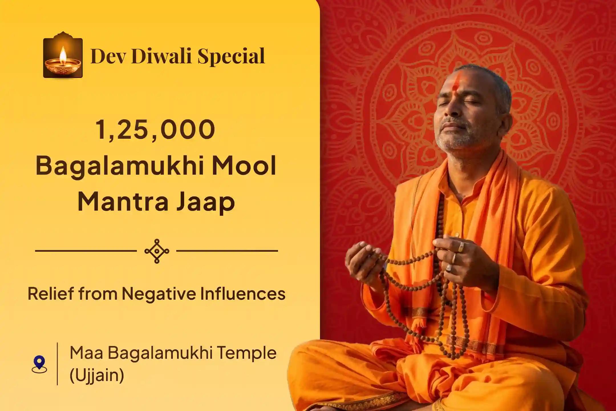 🕉️ To remove evil forces and negative influences 🌕 Perform the 1,25,000 Bagalamukhi Mool Mantra Jaap and Havan during the Nishit Kaal of Kartik Purnima!
