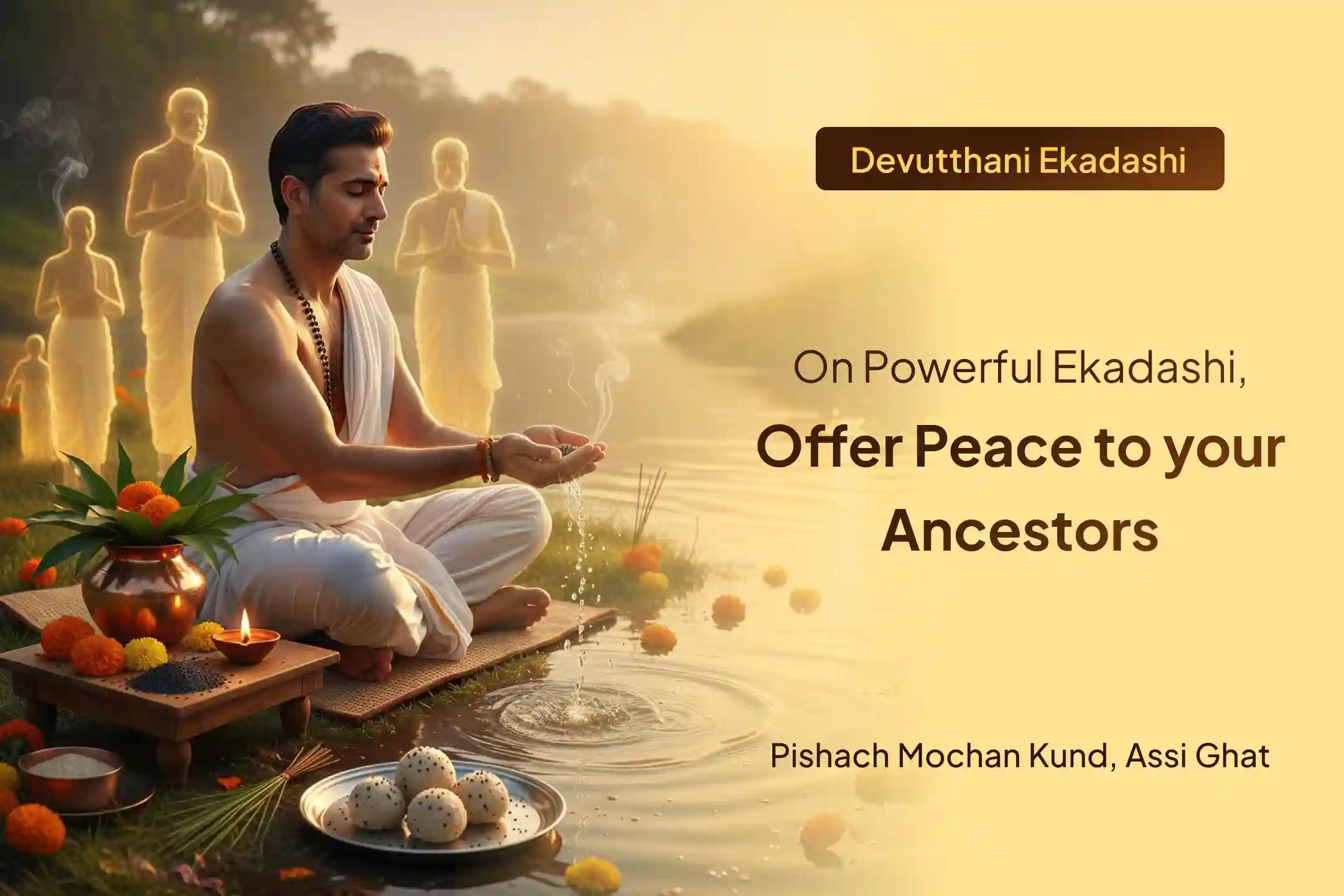 Perform the Devutthani Ekadashi Kashi Pitru Shanti Special Pitru Dosh Shanti Mahapuja and Kashi Ganga Aarti for the Peace of Ancestors' Souls and Resolving Family Disputes