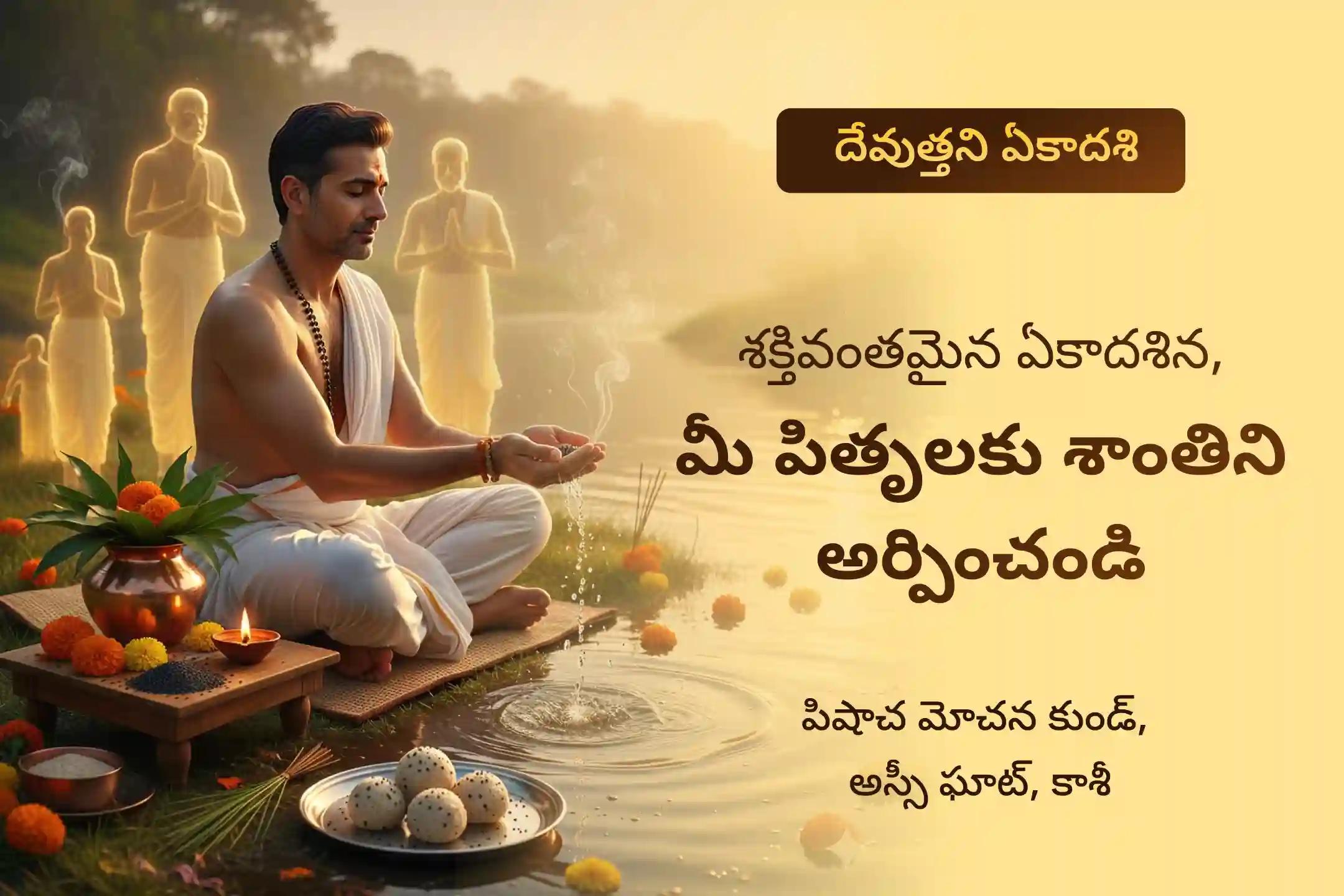 పితృదేవతల ఆత్మలకు శాంతినందించి కుటుంబ విభేదాలను పరిష్కరించడానికి దేవుత్తని ఏకాదశి కాశీ పితృ శాంతి ప్రత్యేక పితృ దోష శాంతి మహాపూజ మరియు కాశీ గంగా హారతిలో పాల్గొనండి