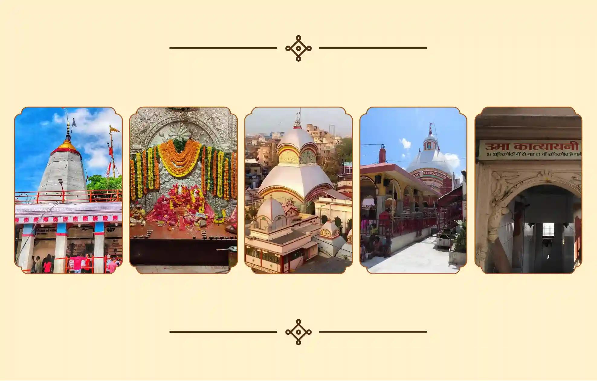 Kalighat Shaktipeeth, Maa Lalita Mata Shaktipeeth, Mahalakshmi Ambabai Shaktipeeth, Maa Vindhyavasini Shaktipeeth, Maa Uma Katyayani Shaktipeeth, Kashi, Kolkata, Mirzapur, Vrindavan, Kolhapur