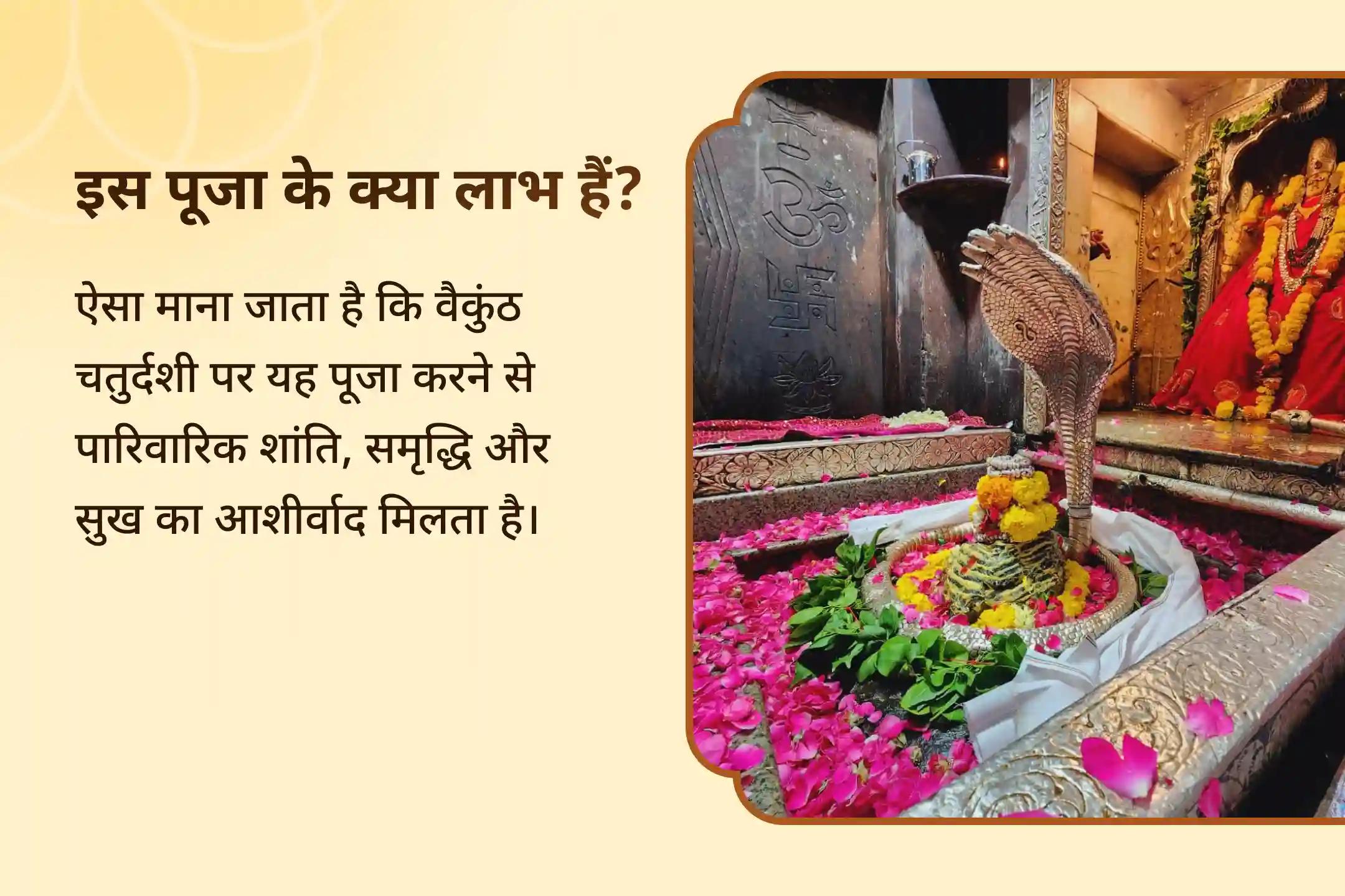🌙 वैकुंठ चतुर्दशी पर शिव और विष्णु जी की शक्तियां एक साथ आती हैं। इस महापूजा से मन को गहरी शांति और हमेशा रहने वाली खुशहाली मिल सकती है ✨