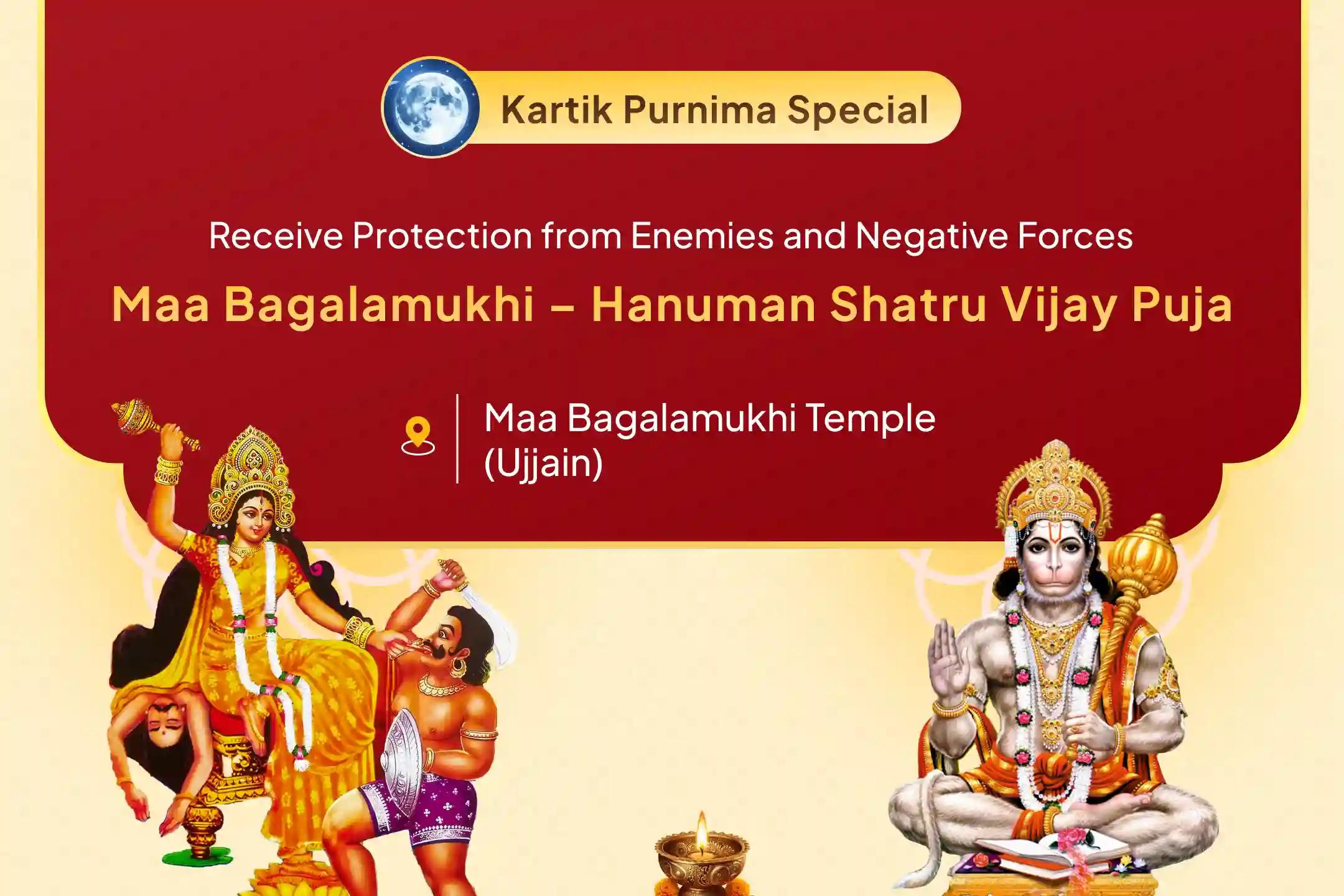 🔥 When the night of Kartika Purnima meets the power of Nishit Kaal — awaken the fierce alliance of Maa Bagalamukhi and Veer Hanuman to silence every enemy and burn away all negativity from your path.⚡🛡️