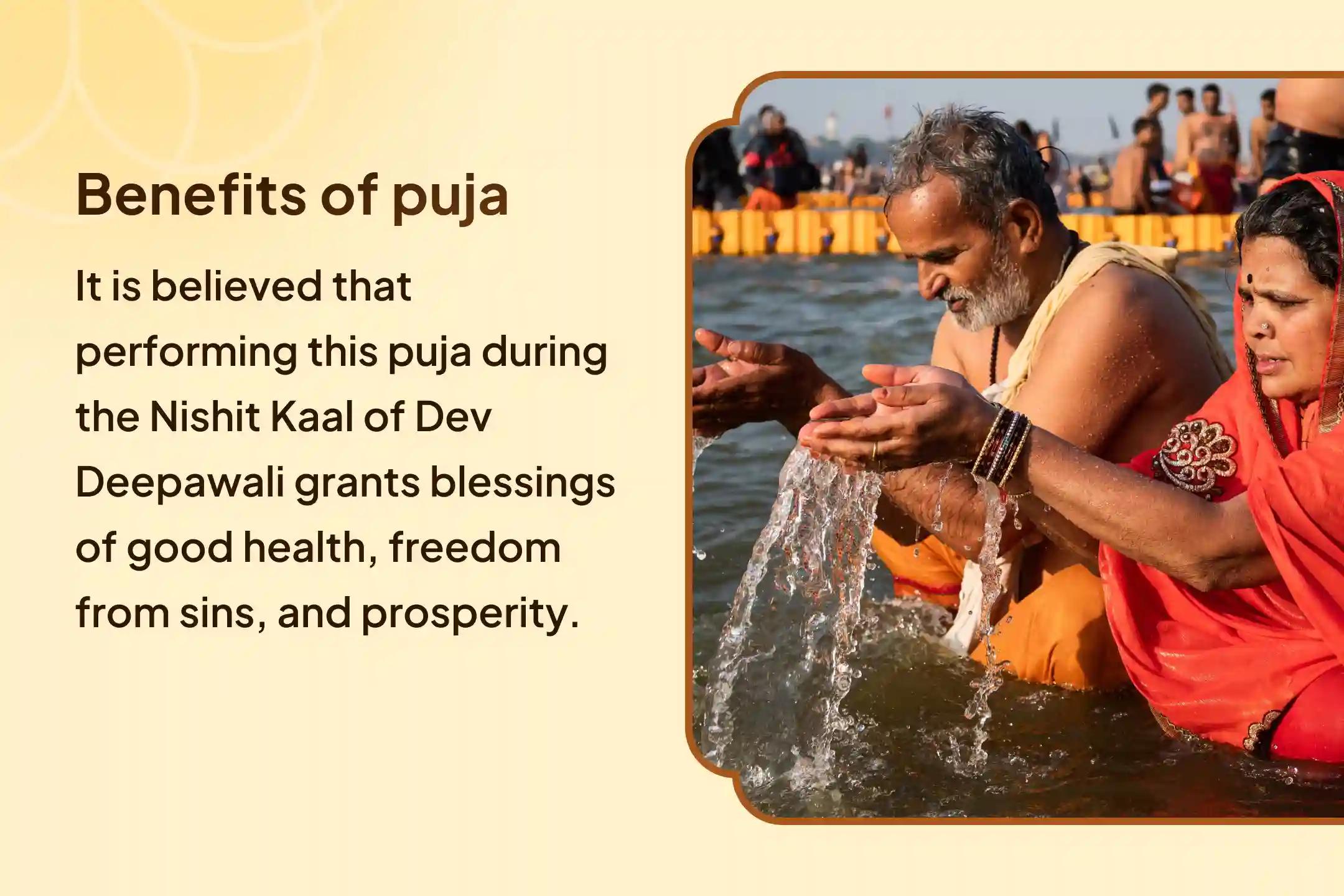 ✨ On the sacred occasion of Dev Deepawali, join in the auspicious Nishit Kaal (midnight period) for blessings of good health 🙏 and liberation from sins 🌿 through the Ganga Panchamrit Abhishek, Ganga Aarti 🌊, and 21,000 Deep Daan 🪔 held in Kashi