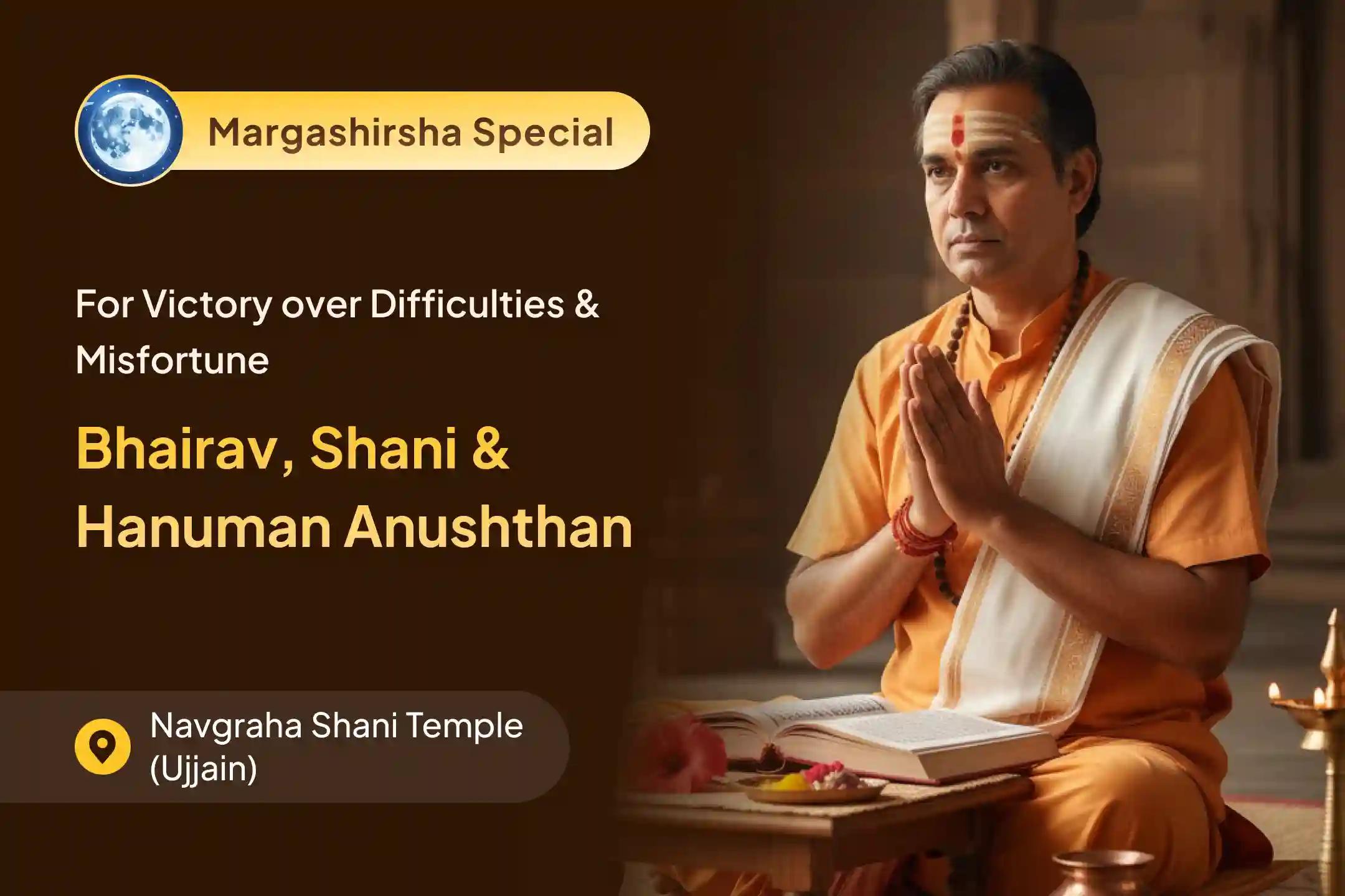 ✨ Experience the powerful blessings of Kaal Bhairav, Shani Dev and Veer Hanuman through 108 Kaal Bhairav Ashtakam, 23,000 Shani Mool Mantra Jaap and 1008 Hanuman Ashtak Path ✨