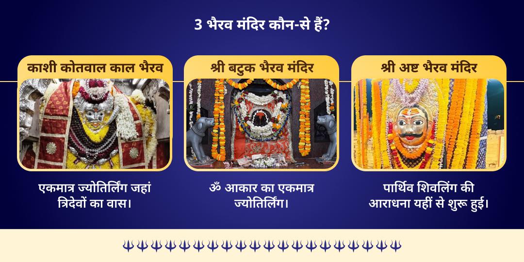 काल भैरव जयंती शिव 3 ज्योतिर्लिंग एवं भैरव 3 मंदिर चढ़ावा