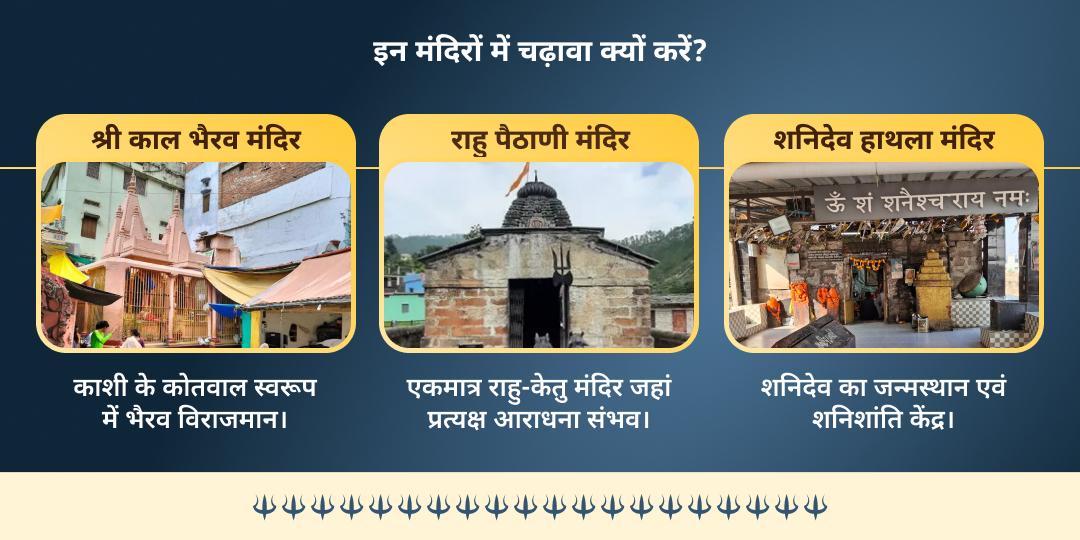 काल भैरव जयंती सर्वदोष शांति भैरव, शनि एवं राहु 3 मंदिर चढ़ावा