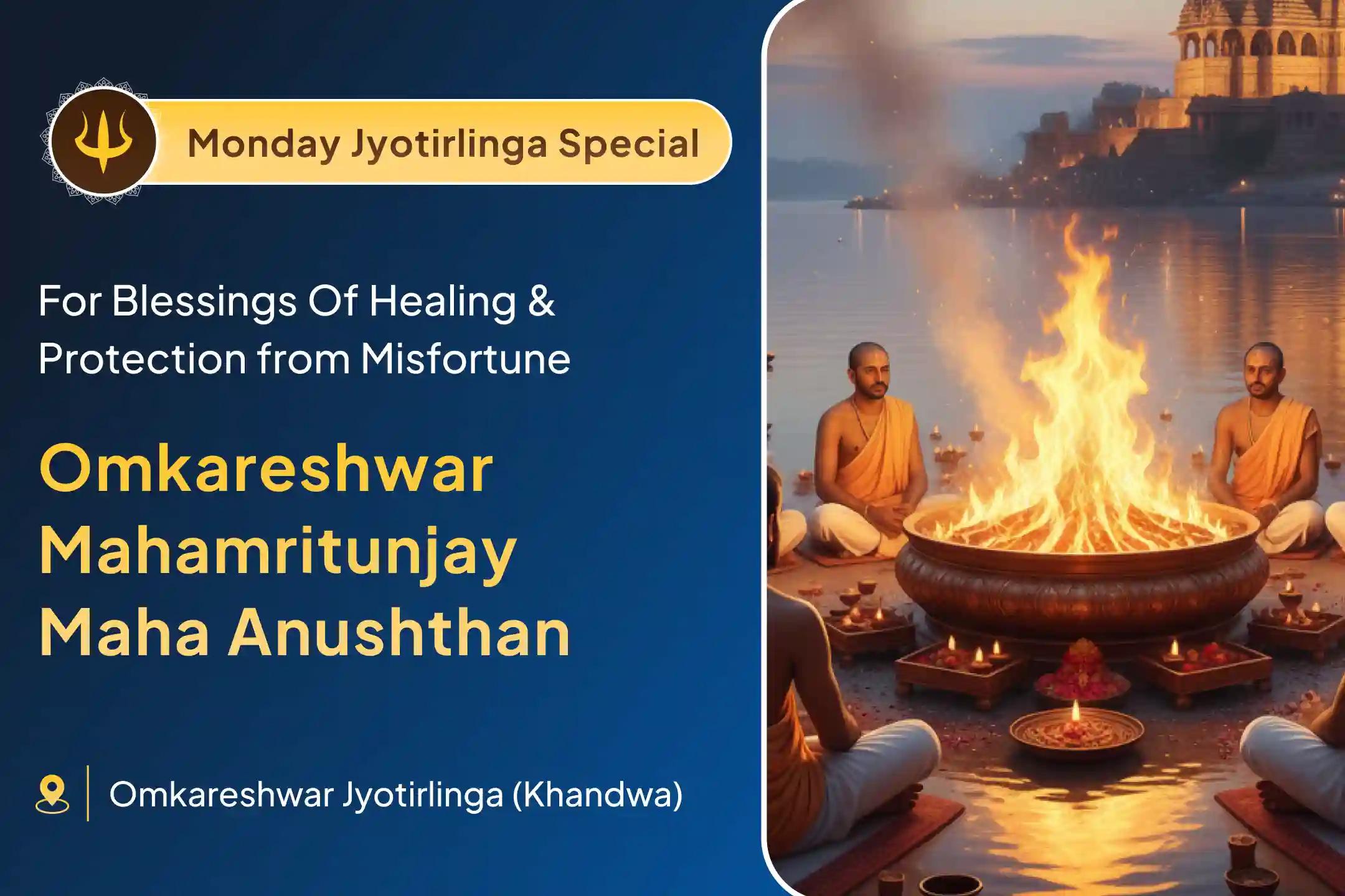  🔱 Join the rare and divine Maha Anushthan of 1008 Mahamrityunjaya Jaap at the sacred Omkareshwar Jyotirlinga and receive Lord Mahadev's blessings for good health, protection, and a long life for you and your family. 🙏🕉️