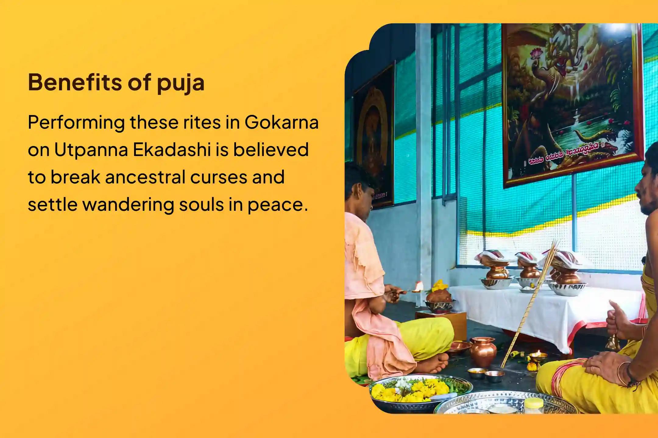 Participate in the Utpanna Ekadashi Gokarna Narayan Bali Special Narayan Bali Puja, Tripindi Shradh Puja, and Tila Homa to Seek Relief from Ancestral Curses and Bring Peace to Departed Souls.
