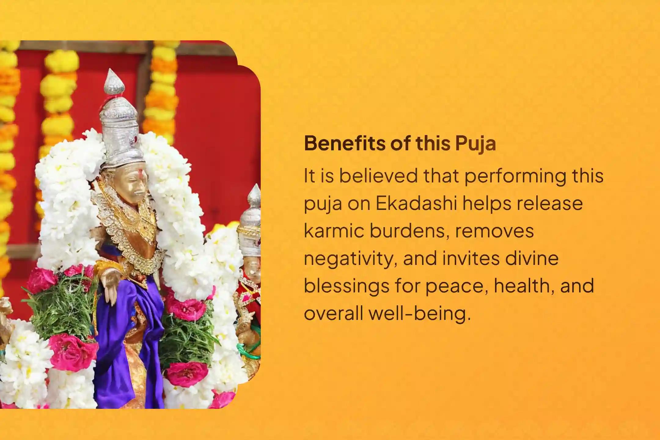 Participate in the Ekadashi Venkateshwara Swamy special Sahasra Tulsi Dal Archana and Venkateshwara Vaibhav Homam to free yourself from karmic cycles and negativity.