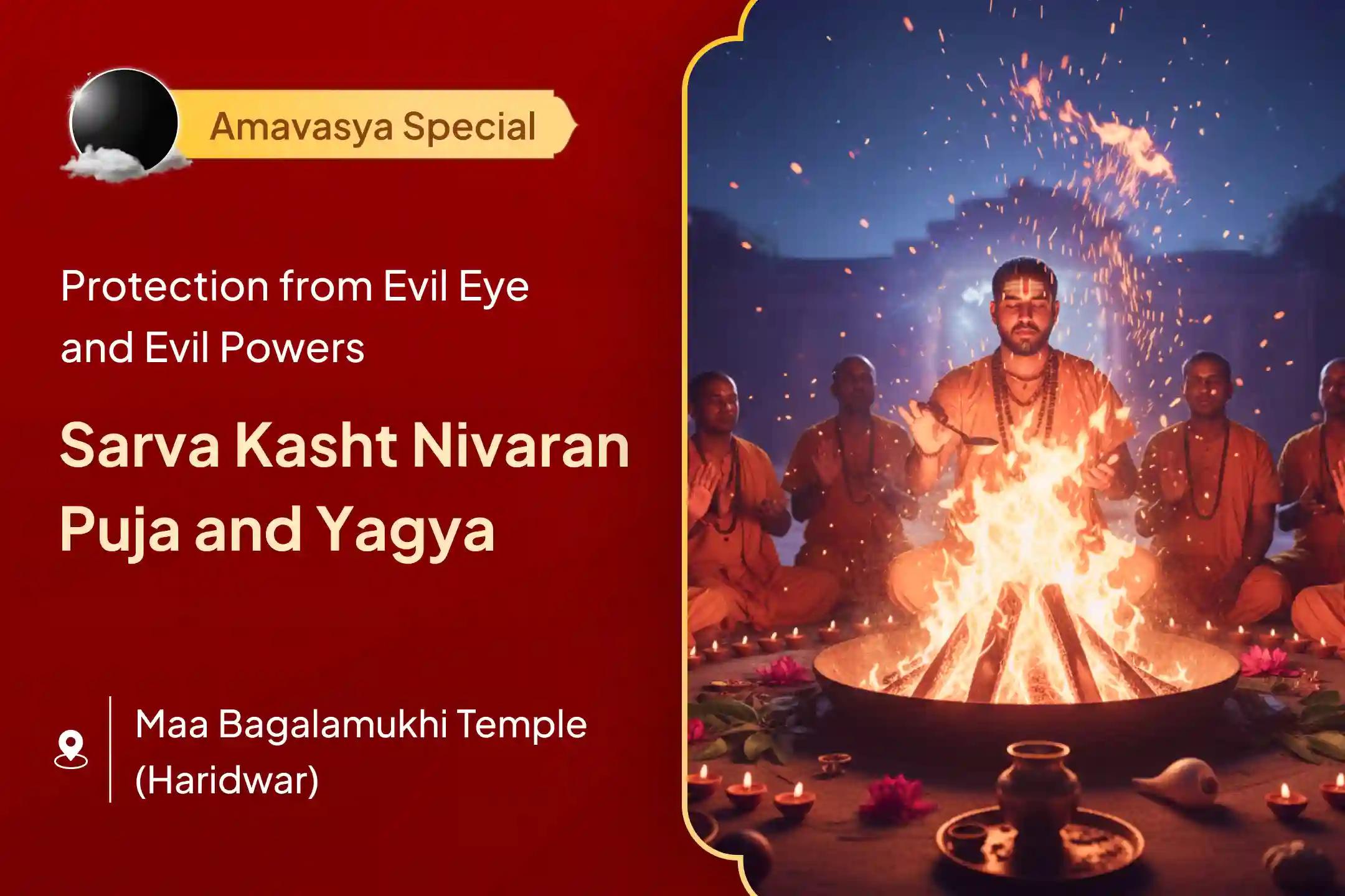 Invoke protection from enemies, the destruction of negativity, and freedom from life’s obstacles through the Maa Bagalamukhi, Kaal Bhairav, and Sankat Mochan Hanuman Sarva Kasht Nivaran Puja and Yagya 🔱🔥