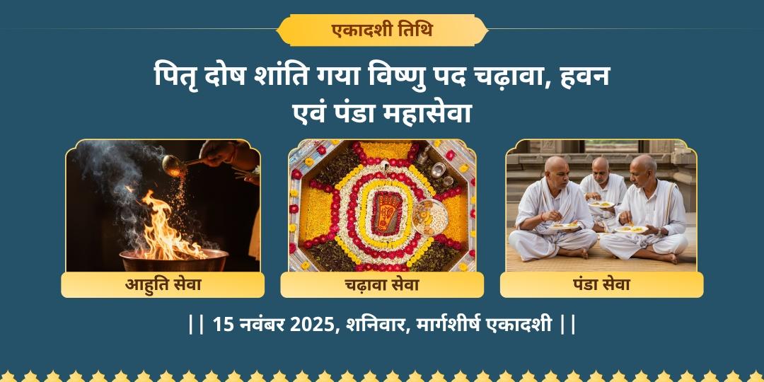 एकादशी पितृ दोष शांति गया विष्णु पद वेदी चढ़ावा, हवन एवं पंडा महासेवा