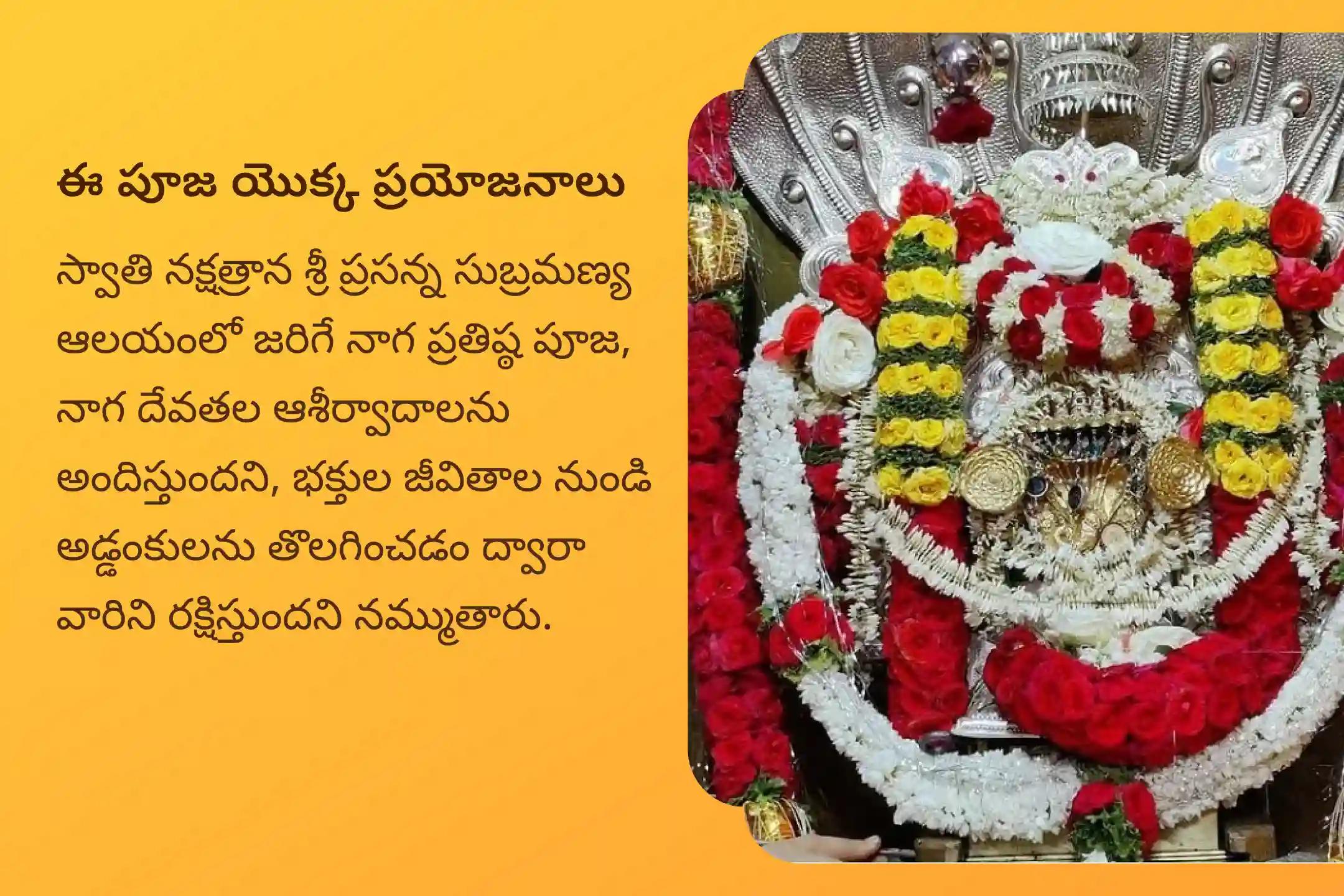 నాగ దోషం మరియు గత జన్మ పాపాల నుండి ఉపశమనం పొందడానికి స్వాతి నక్షత్రం నాగ దోష ప్రత్యేక నాగ ప్రతిష్ఠ పూజలో పాల్గొనండి.