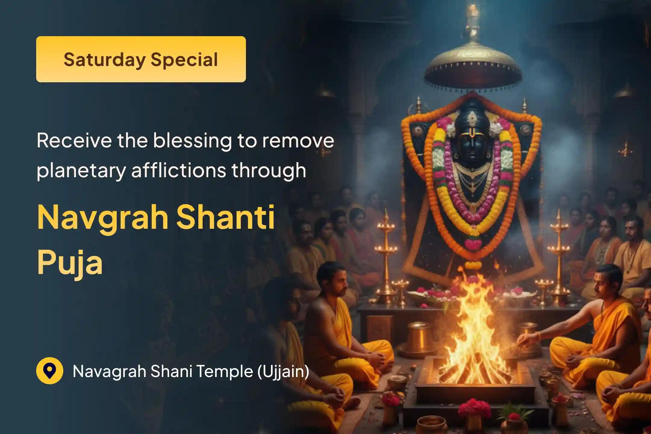 🌙✨ To remove planetary afflictions and 🚫🌑 for the pacification of inauspicious planets, perform 🙏 Navagraha Shanti Puja, 🪔 ShaniTil Tel Abhishekam, and 🔥 Paap Grah Shanti Yagya at Shri Navagraha Shani Mandir