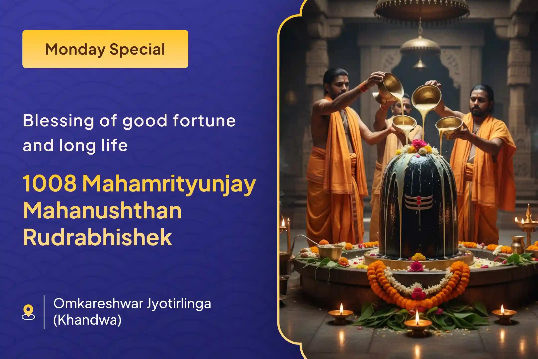 🔱 Receive the blessing to turn misfortune into good fortune with the energy of Omkareshwar Dham through Mahamrityunjay Mahapuja and Rudrabhishek in the auspicious time of Monday 🔱