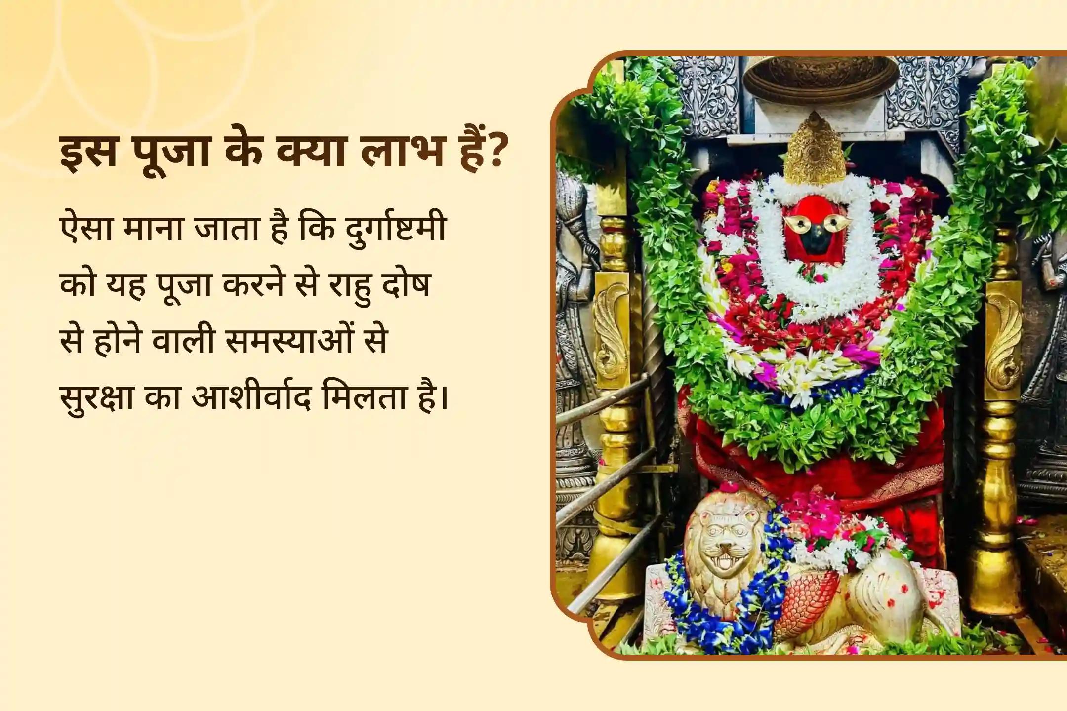 🌺 दुर्गाष्टमी पर, माँ विंध्यवासिनी शक्ति की शरण में जाएँ - राहु दोष, छिपी हुई नकारात्मकता और शांति और प्रगति को अवरुद्ध करने वाली बाधाओं से राहत पाएँ।
