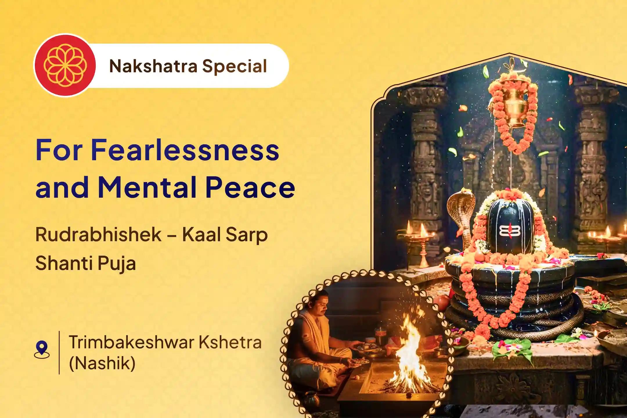 🙏 Receive the blessings of fearlessness and prosperity through Rudrabhishek with Kaal Sarp Dosha Shanti Puja