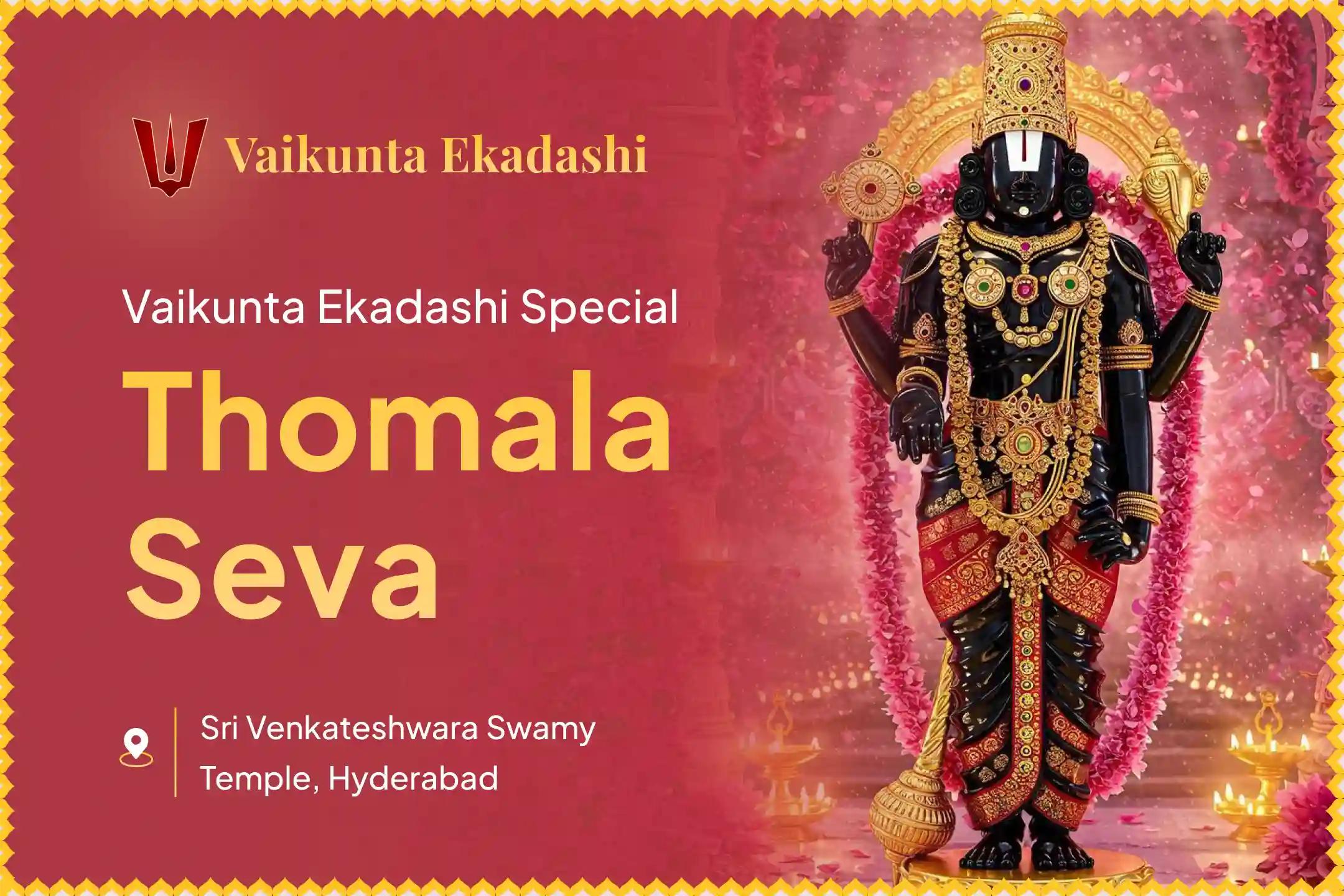 Participate in the Biggest Ekadashi of the Year Special Vaikunta Ekadashi Suprabhatam Seva, Thomala Seva, and Venkateshwara Sahasranama Tulasi Archana to free yourself from karmic cycles and negativity.