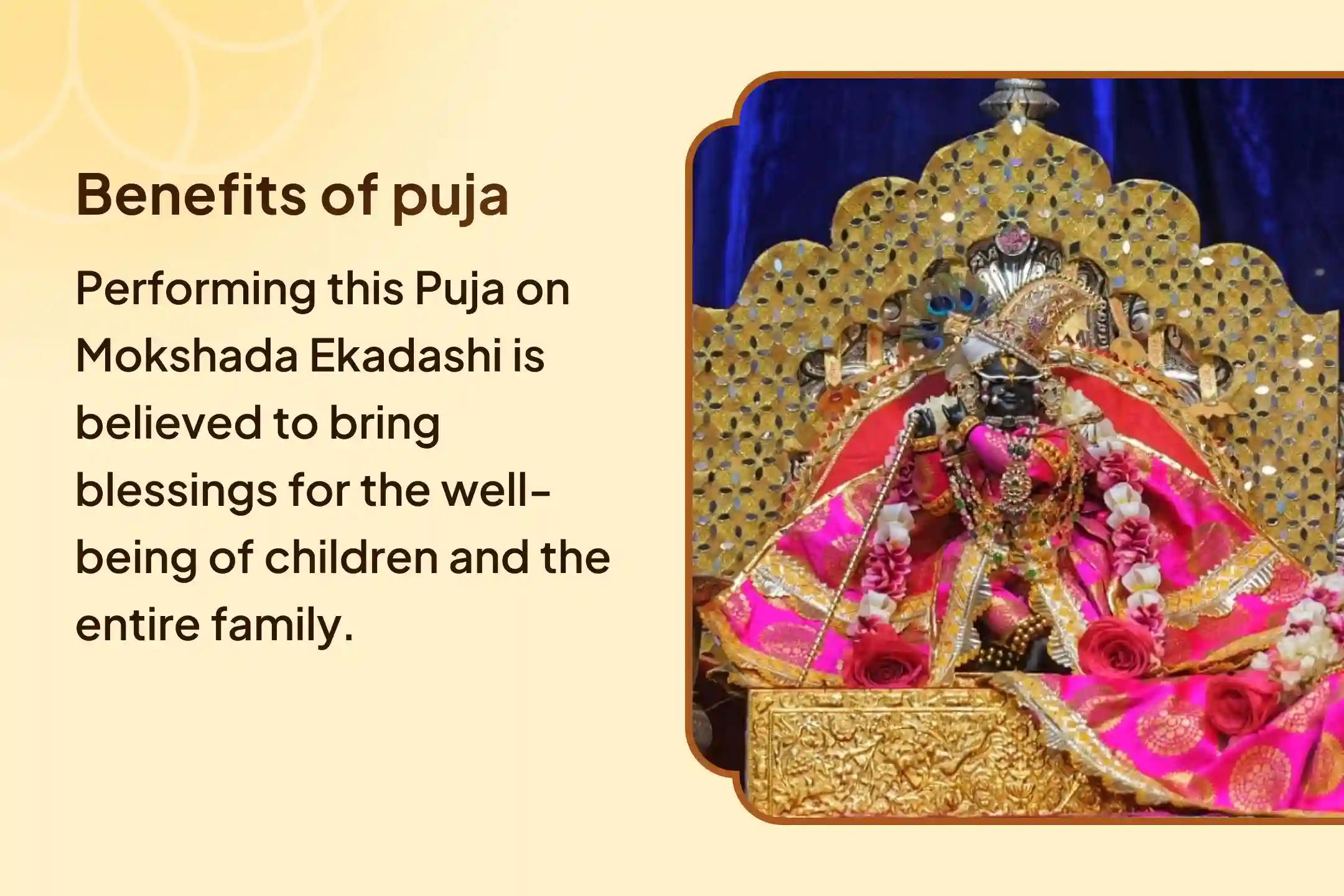 🌼 On the auspicious Mokshada Ekadashi, offer your devotion to Shri Krishna and seek His gentle blessings for the gift of childbirth, the protection of young ones, and the nurturing well-being of your family.