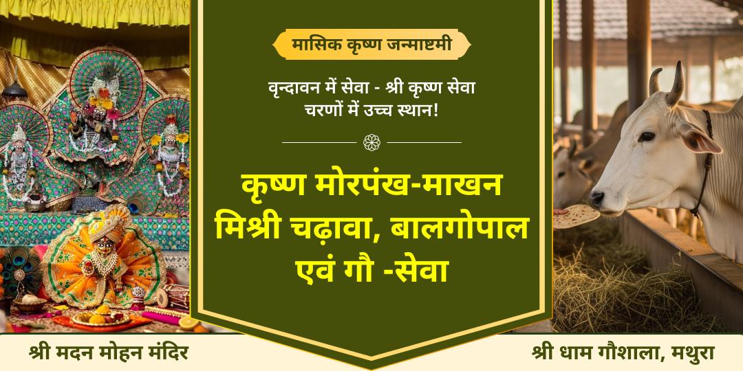 2025 की आखिरी मासिक कृष्ण जन्माष्टमी पर वृंदावन स्थित मदन मोहन में चढ़ावा-बालगोपाल की सेवा एवं कृष्ण प्रिय गायों की सेवा करें। 