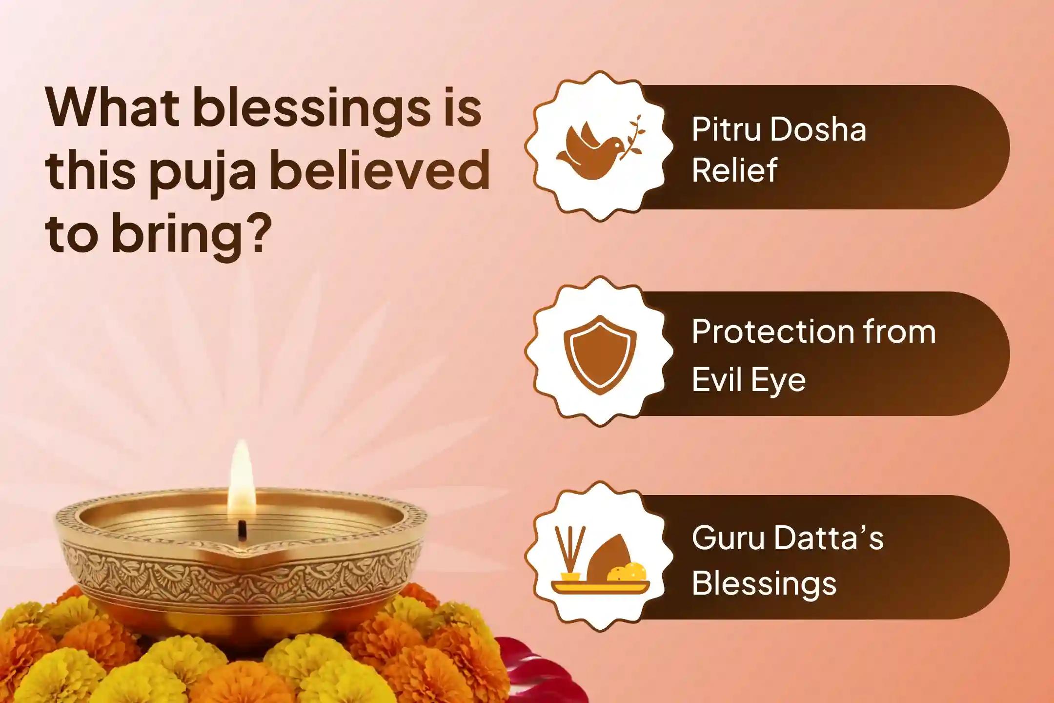 Participate in the Ganagapur Kshetra Dattatreya Thursday Special Homa to remove Pitru Dosha, ancestral curses, and offer protection from the evil eye.