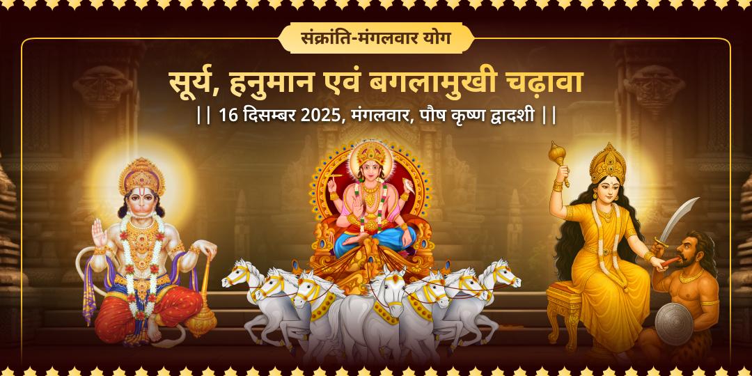 2025 अंतिम सूर्य संक्रांति एवं मंगलवार सूर्य, हनुमान एवं बगलामुखी 3 मंदिर चढ़ावा
