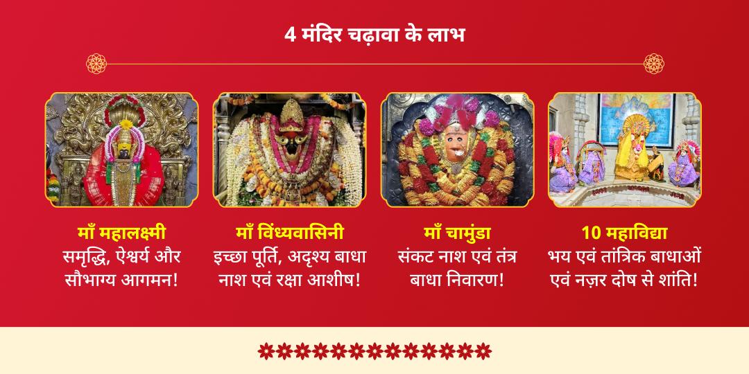 2025 अंतिम मासिक दुर्गाष्टमी लक्ष्मी, दुर्गा, चामुंडा एवं 10 महाविद्या 4 मंदिर चढ़ावा