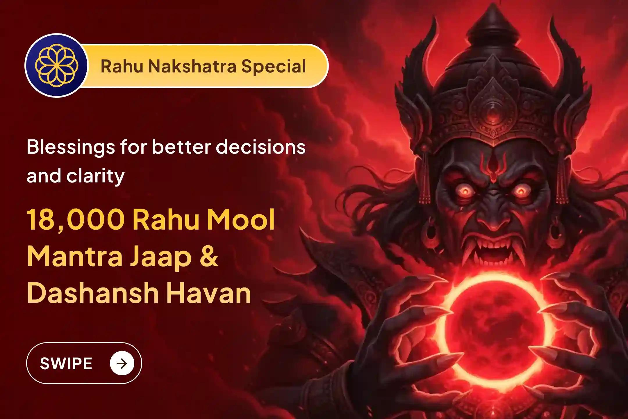 🙏 During the first Ardra Nakshatra period of the year, receive divine blessings for better mental health and life clarity through 18,000 Rahu Mool Mantra Jaap and Dashansh Havan 🙏