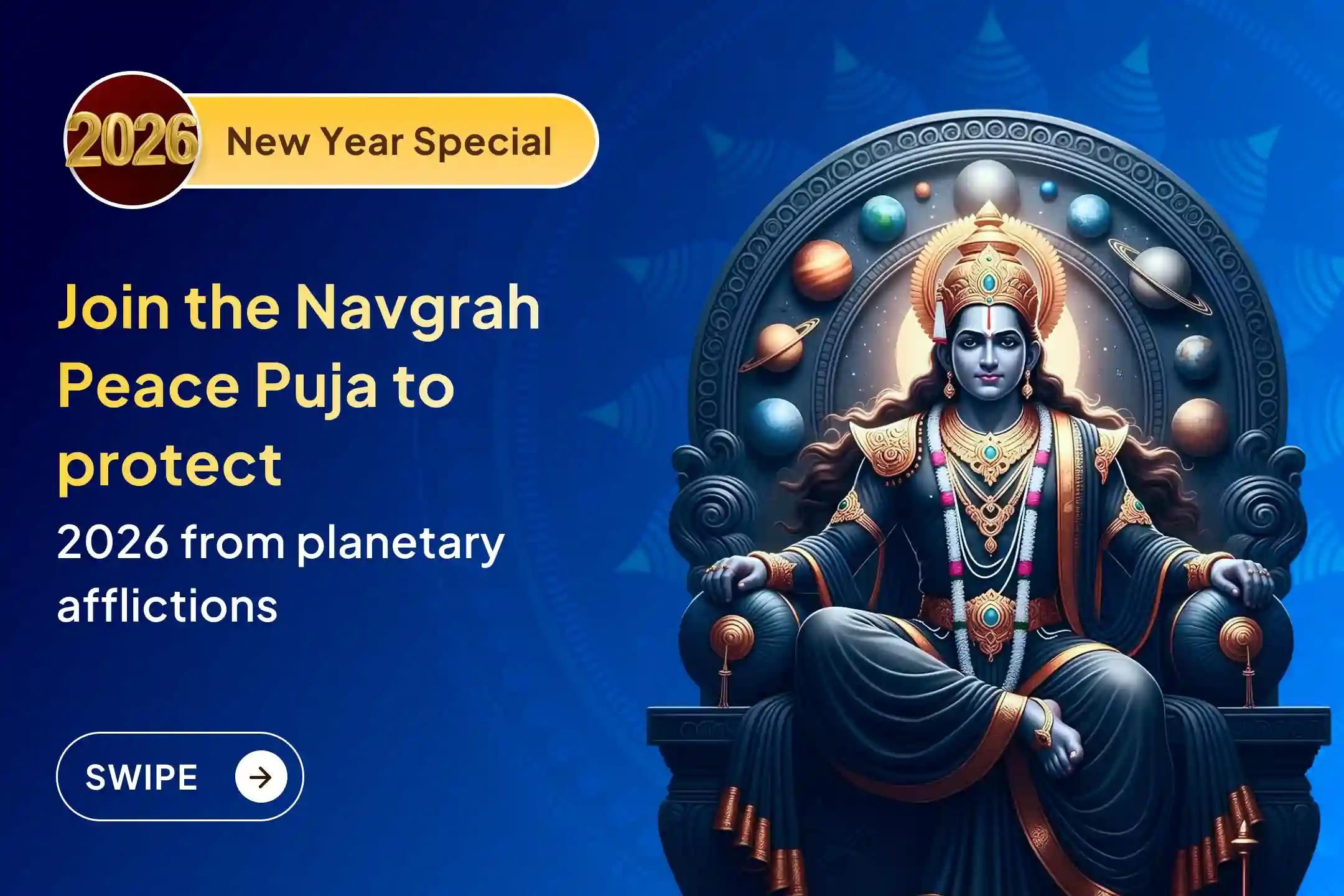 🪐 To gain freedom from all negativities caused by planetary positions in 2026, perform the Complete Navgrah Peace Ritual on the very first day of the year at the renowned Navgrah Temple in Ujjain ✨