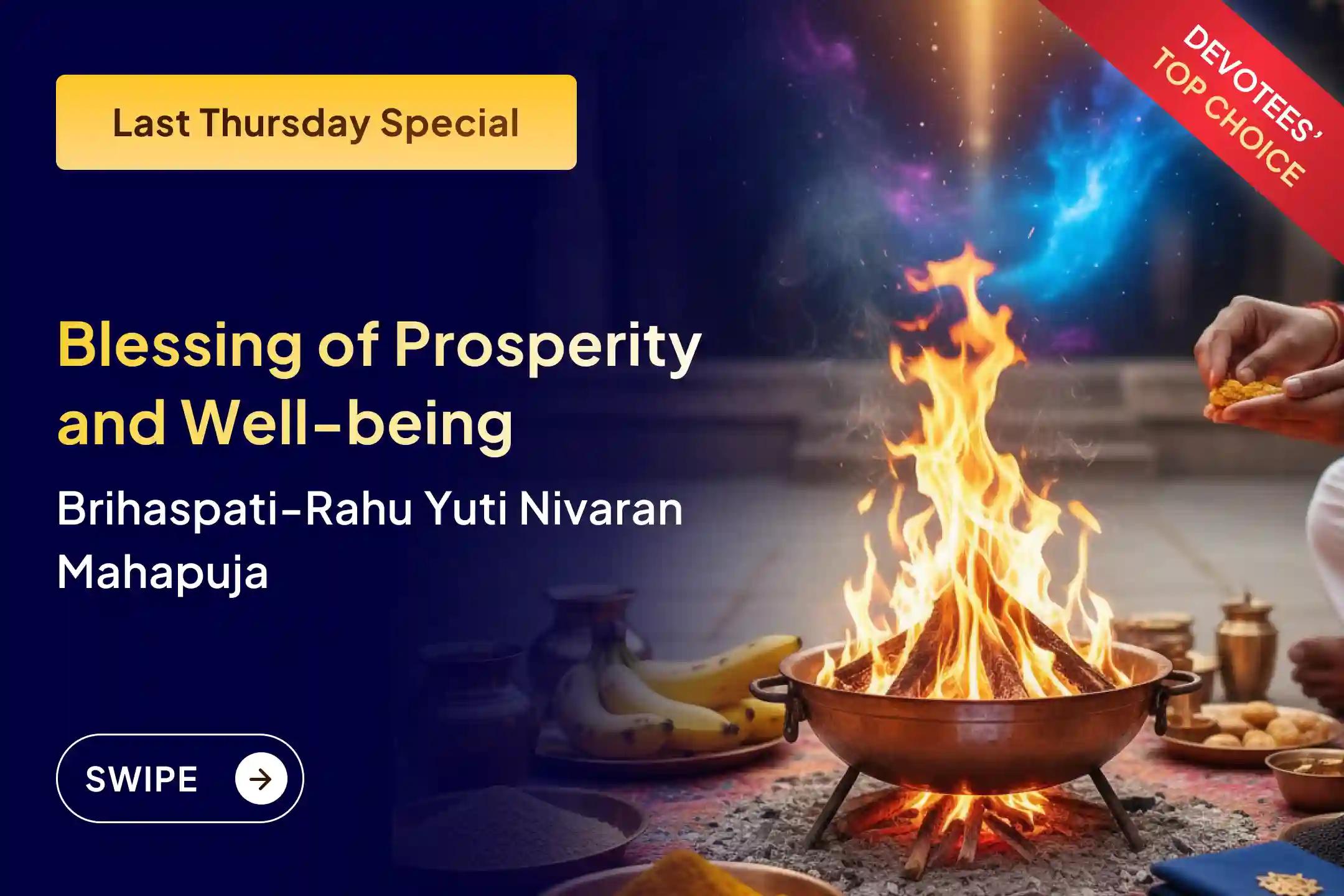 💰 For prosperity and material well-being on the Thursday of the New Year, obtain Rahu-Yuti Dosh removal and the divine blessing of wealth-prosperity through Shri Brihaspati-Rahudev worship 💰