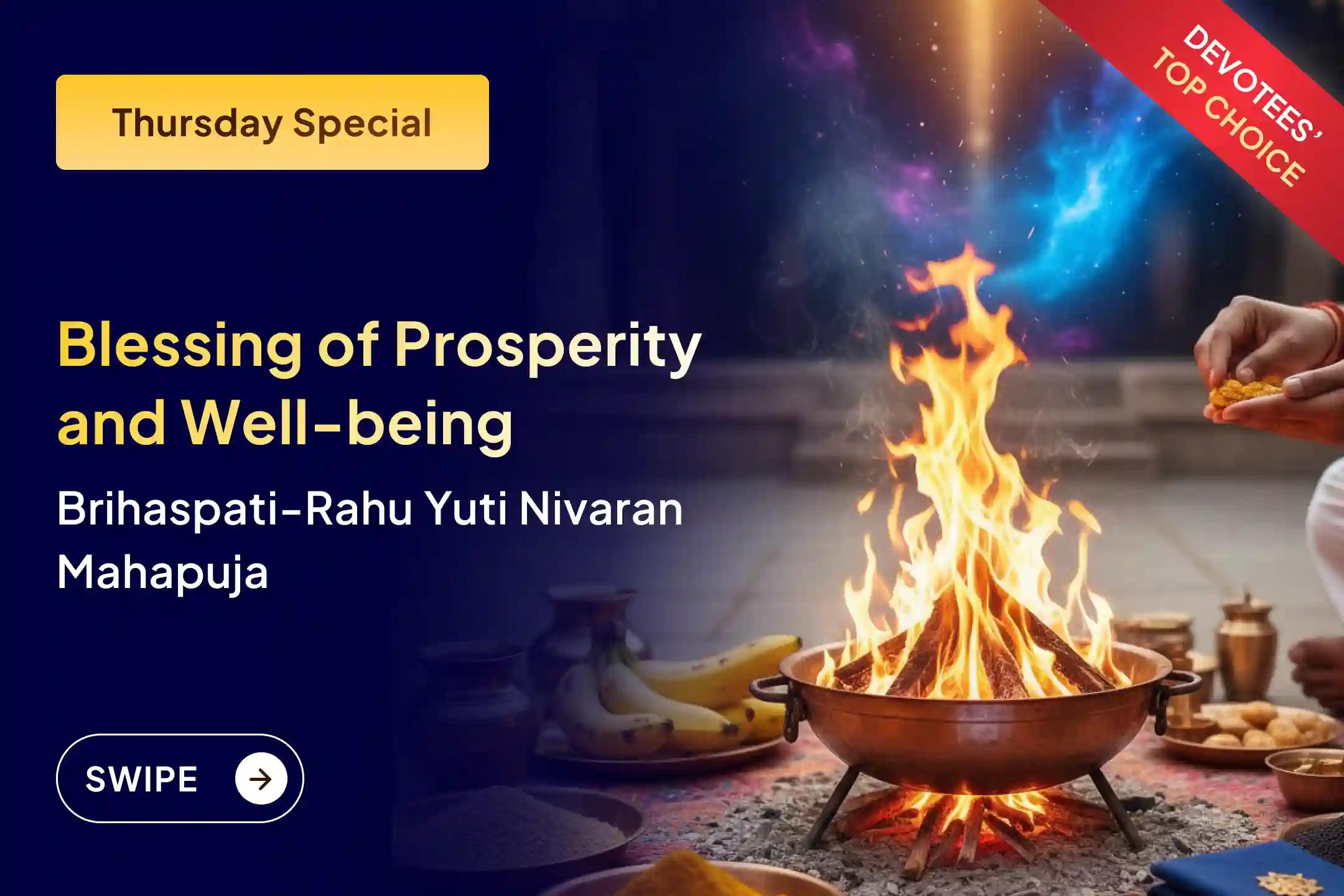 💰 For prosperity and material well-being on the Thursday of the New Year, obtain Rahu-Yuti Dosh removal and the divine blessing of wealth-prosperity through Shri Brihaspati-Rahudev worship 💰