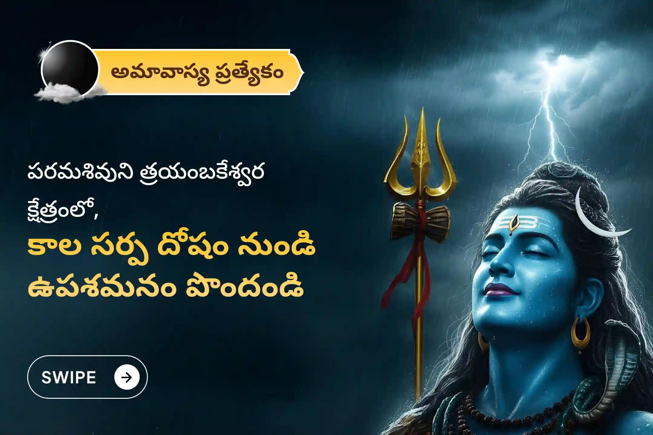 నిర్భయత్వం మరియు మానసిక స్థిరత్వాన్ని సాధించడం కోసం త్రయంబకేశ్వర క్షేత్ర అమావాస్య ప్రత్యేక కాల సర్ప దోష శాంతి పూజలో పాల్గొనండి.