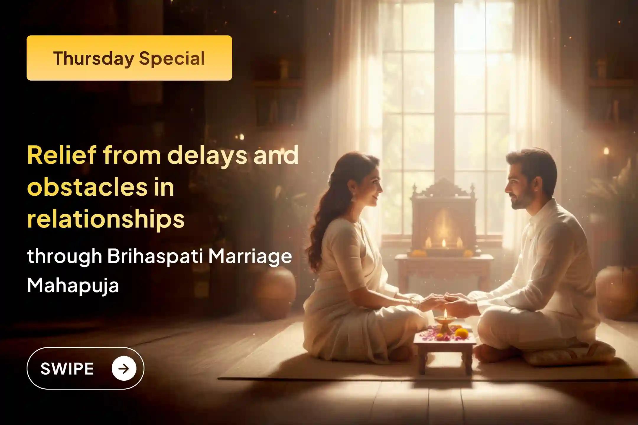 💍🕉️ Participate in the 2026 Marriage Blessing Puja and adopt spiritual remedies to remove delays in marriage and open doors to relief from Guru Dosha in personal relationships.