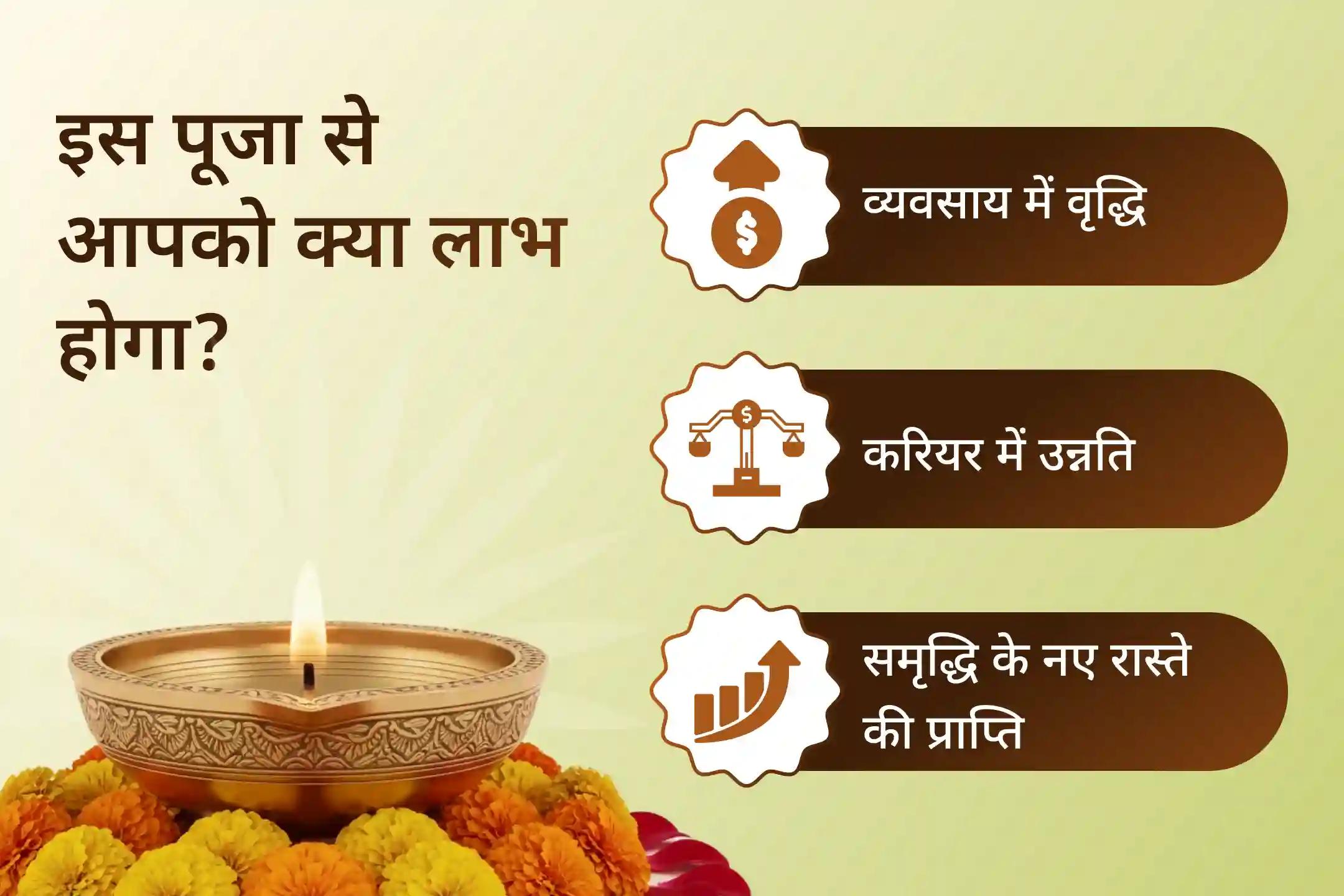 ✨ लक्ष्मी और कुबेर की कृपा से अपने व्यापार में स्थिरता, नियमित आय, आर्थिक विकास और आगे बढ़ने के नए रास्ते खोलें।