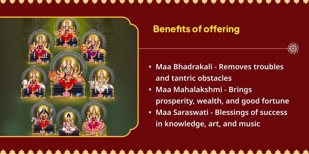 Gupt Navratri Mahanavami Tithi Bhay Nashak, Vidya & Dhan Pradayini Kali, Saraswati & Lakshmi 3 Temple Chadhava