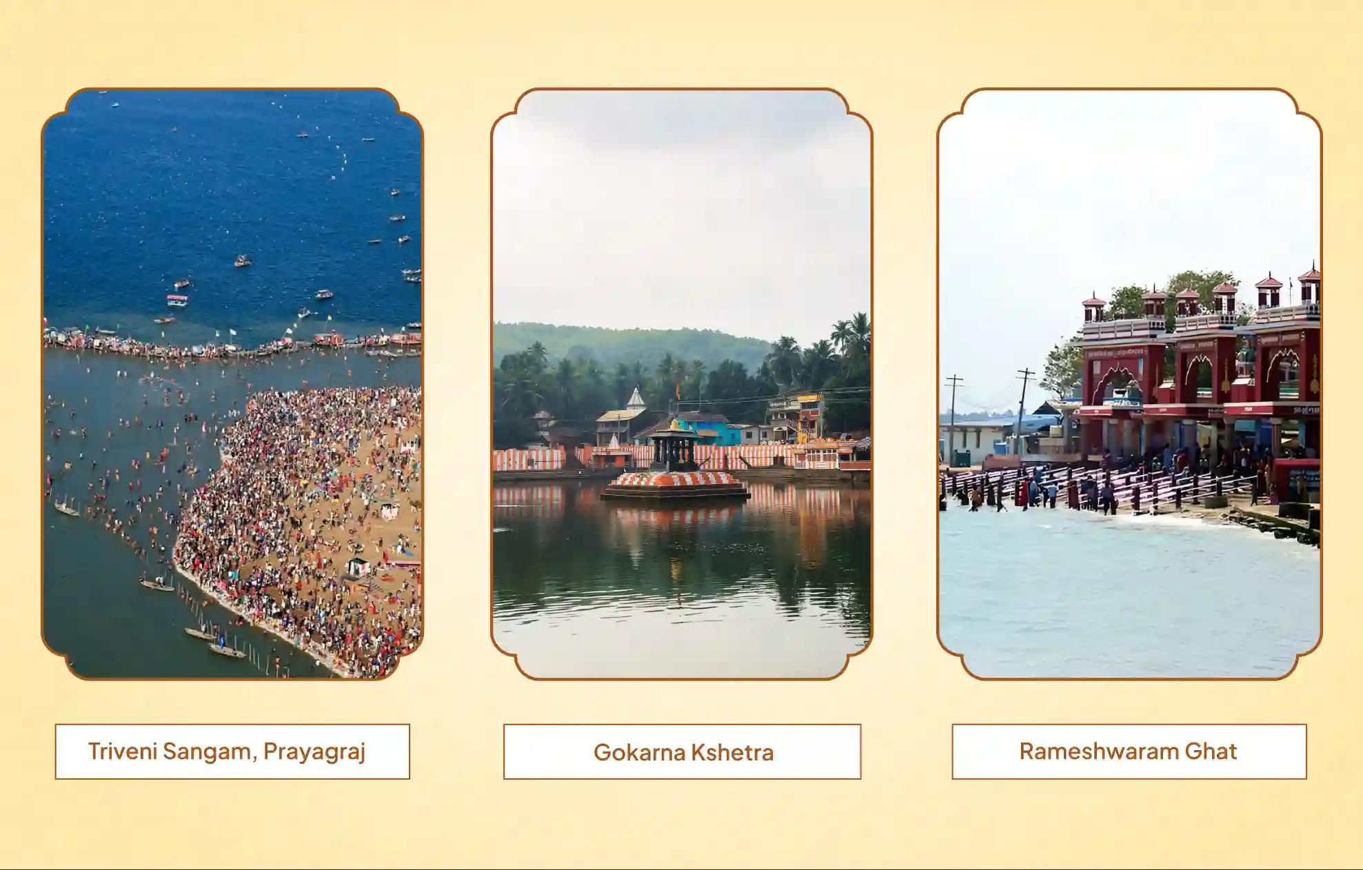 Triveni, Gokarna Region, Rameshwaram Ghats, Prayagraj, Gokarna, Ramanathpuram | Uttar Pradesh, Karnataka, Tamil Nadu