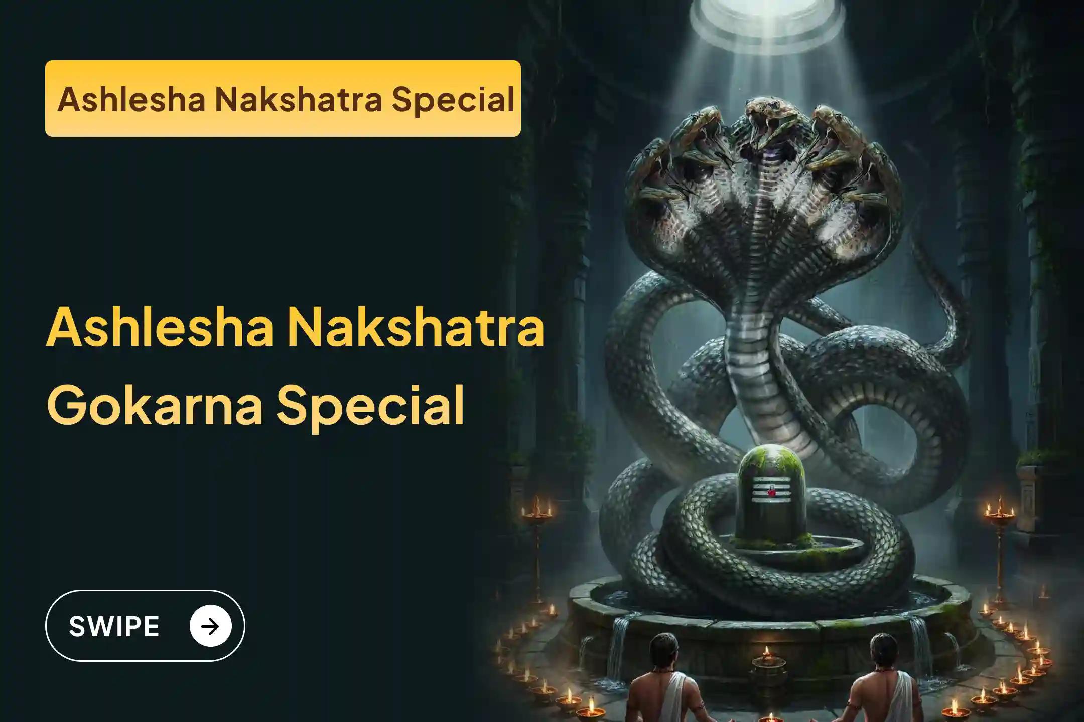 Participate in the Ashlesha Nakshatra Gokarna Special Ashlesha Naga Bali Puja to remove the malicious effects of Sarpa (Naga) Dosha and clean karmic sins.