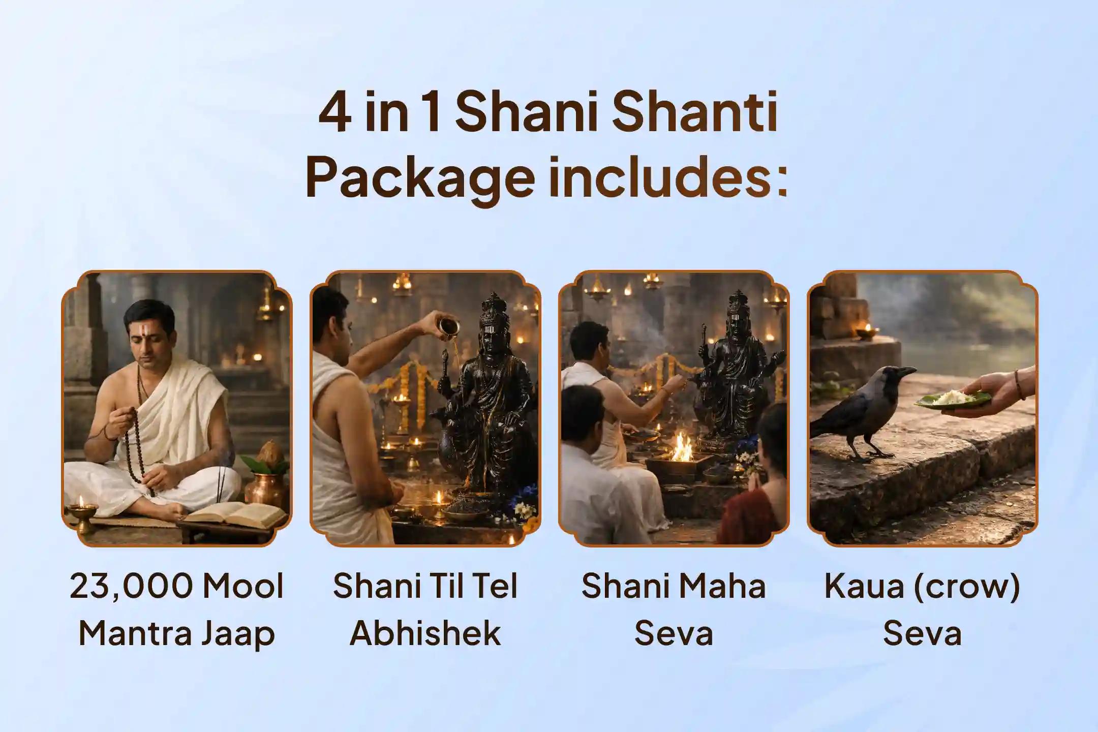 🪔 A rare opportunity to be a part of all four essential Shani Shanti rituals considered significant for the ultimate relief from Saade Saati