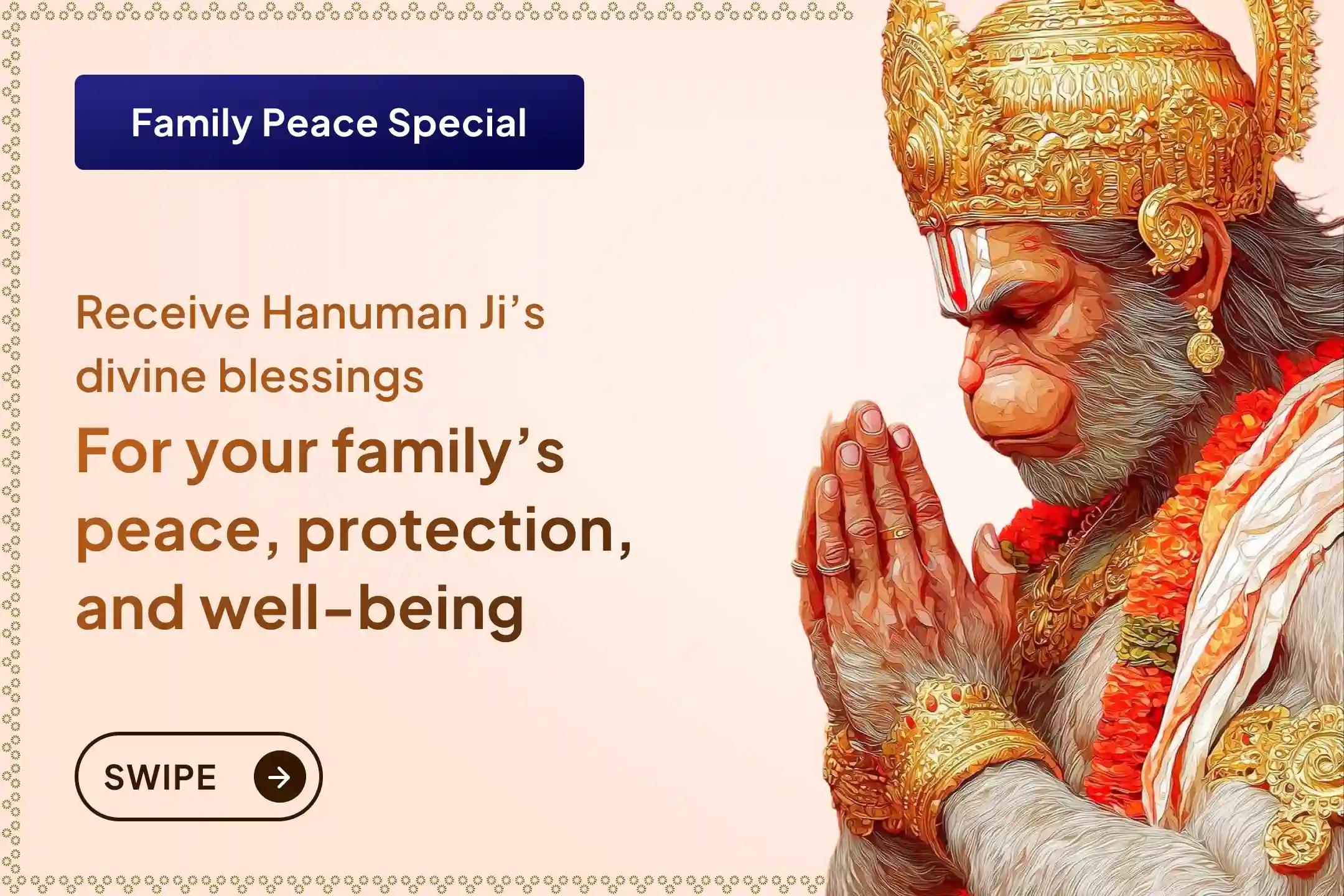 🌸 Do you wish to bring love and peace back into your home? Join the special ritual at the Mayapati Hanuman Temple in Ujjain and receive Hanuman Ji’s blessings for happiness and prosperity in your family.