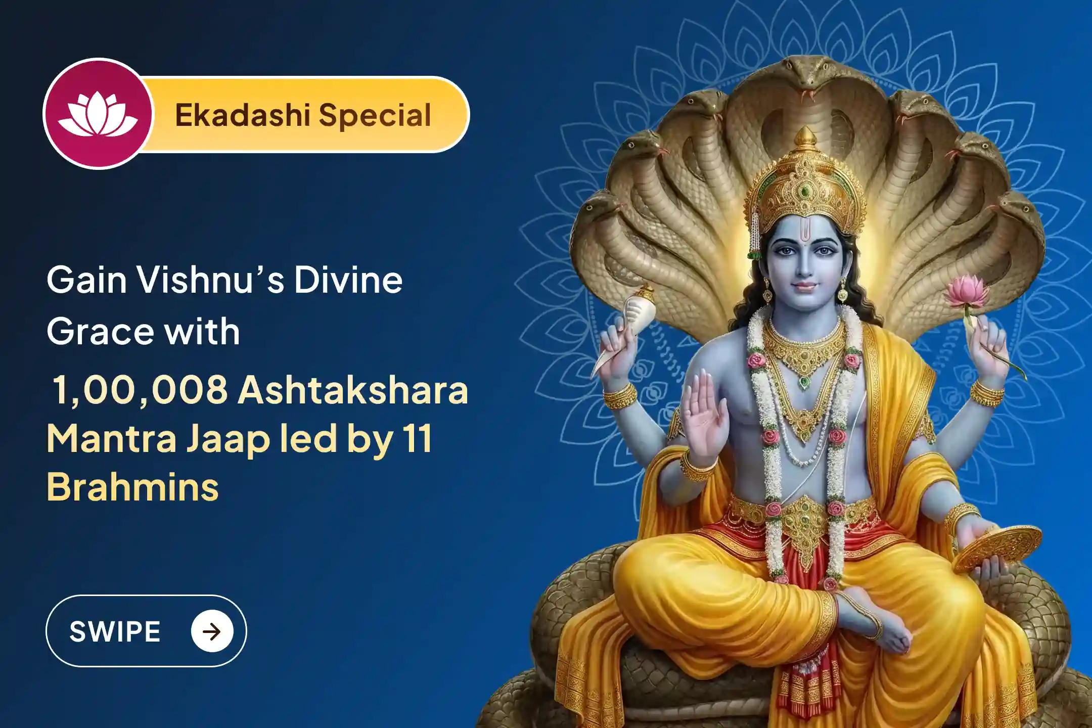 🕉️Participate in the Ekadashi - Vishnu 11 Brahmin 1,00,008 Vishnu Ashtakshara Mantra Jaap and 11 Kg Chandan-Tulsi Mahabhishek for health, cooling the mind, and peace.