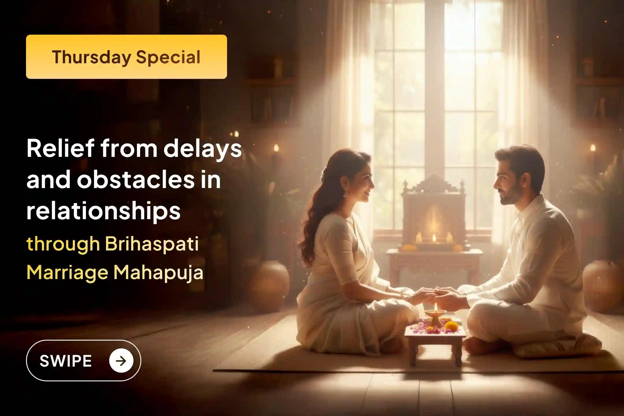 💍🕉️ Participate in the 2026 Marriage Blessing Puja and adopt spiritual remedies to remove delays in marriage and open doors to relief from Guru Dosha in personal relationships.